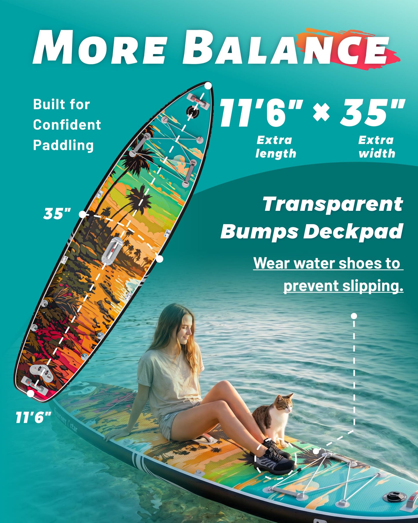 iTAOSTAR N02E 35" Extra Wide SUP for Enhanced Stability - Inflatable Stand Up Paddle Board - Premium Paddle Board Kit for Adults & Youth - All Skill Levels - Includes SUP Accessories