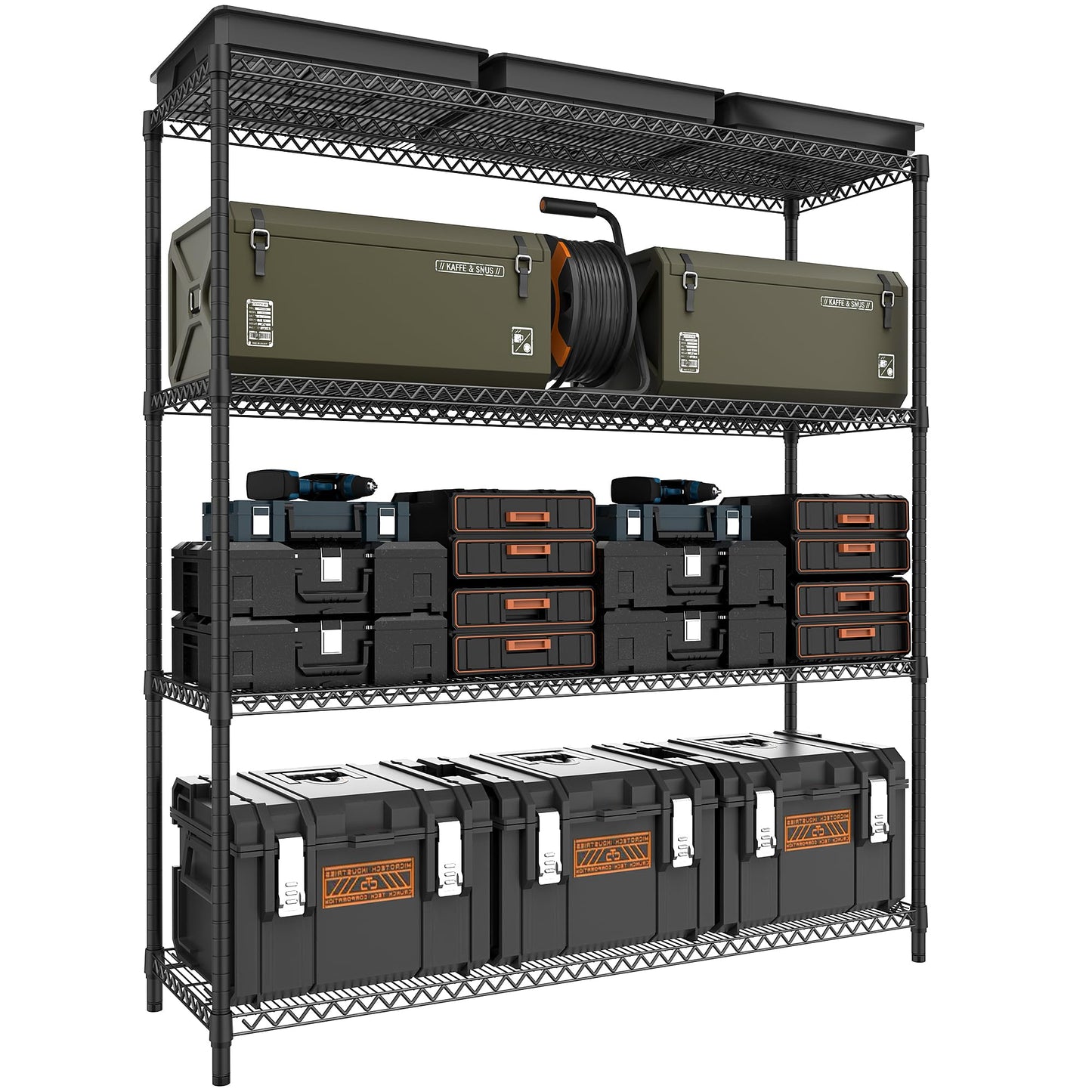 M MZG 2800LBS 59" W 4 Tiers Storage Shelves Load, Metal Shelving Wire Metal Shelving Unit Shelves for Storage Adjustable Garage Shelving for Pantry Kitchen Garage Black 17.7" D x 59.1" W x 70.4" H