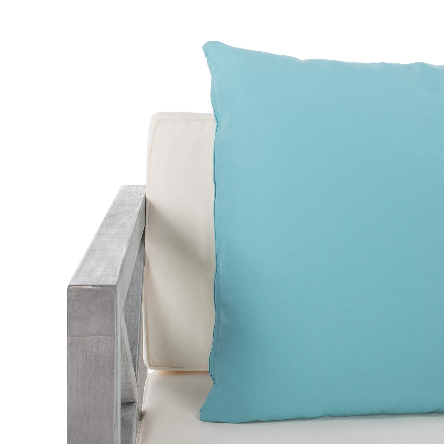 Safavieh PAT7031A Collection Nunzio Teak and White and Navy 4 Pc Accent Pillows Outdoor Set