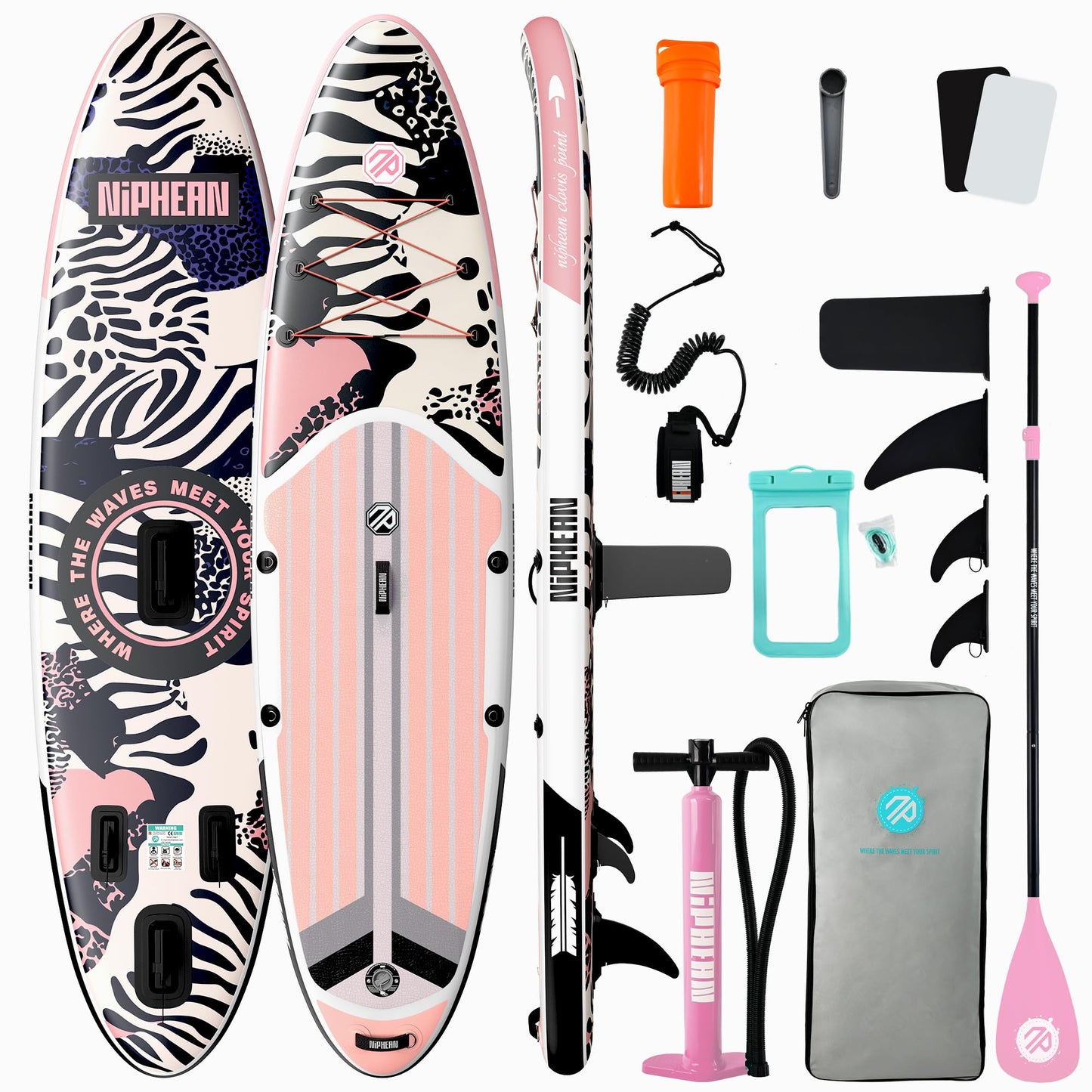 Niphean Inflatable Stand Up Paddle Board with Stabiltrac Fin Design and SUP Accessories, Anti-Slip EVA Deck, 10’6’’ Inflatable Paddle Boards for Adults & Youth of All Skill Levels