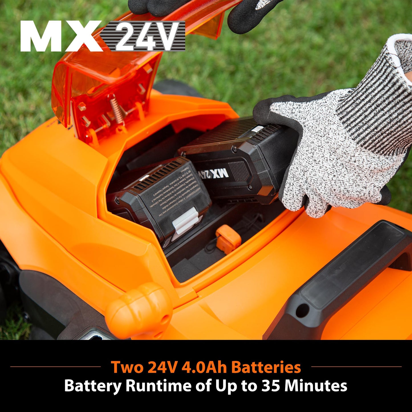 LawnMaster Lawn Mower, Brushless Cordless Lawn Mower 48V MAX 15-inch with 2X24V MAX 4.0Ah Battery and a Dual Charger-CLMF4815E