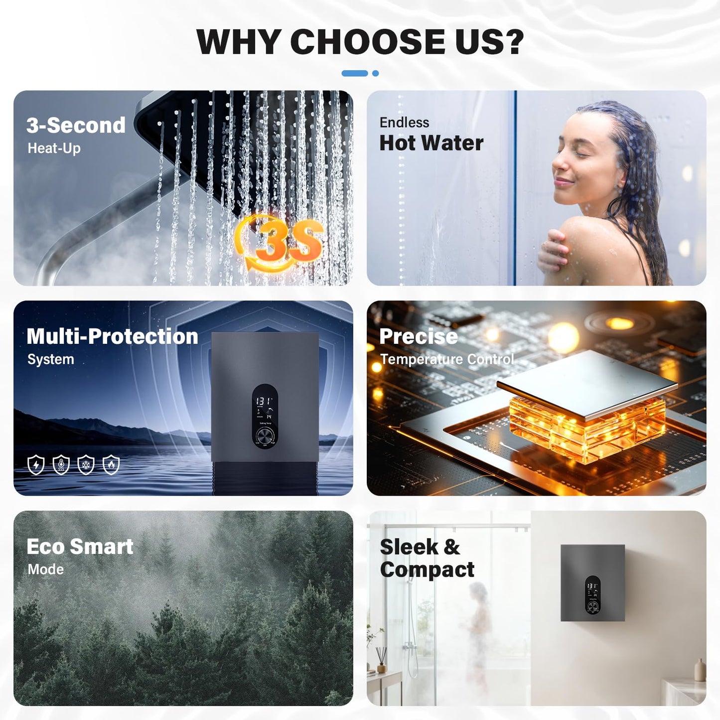 Tankless Water Heater Electric 18KW Instant Hot Water Heater Under Sink, Point of Use Water Heaters with Digital Display for Kitchen Bathroom