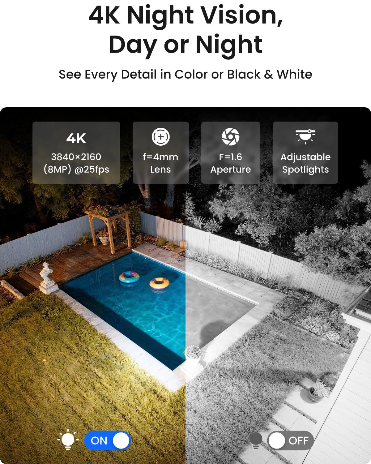 Reolink 4K Security Camera System with PT Auto-Tracking, 355°Pan 50°Tilt, 4K PoE Cameras Home Surveillance Wired Outdoor, Smart AI Detection, Spotlights & 2-Way Talk, 8CH NVR 2TB HDD, RLK8-800PT4
