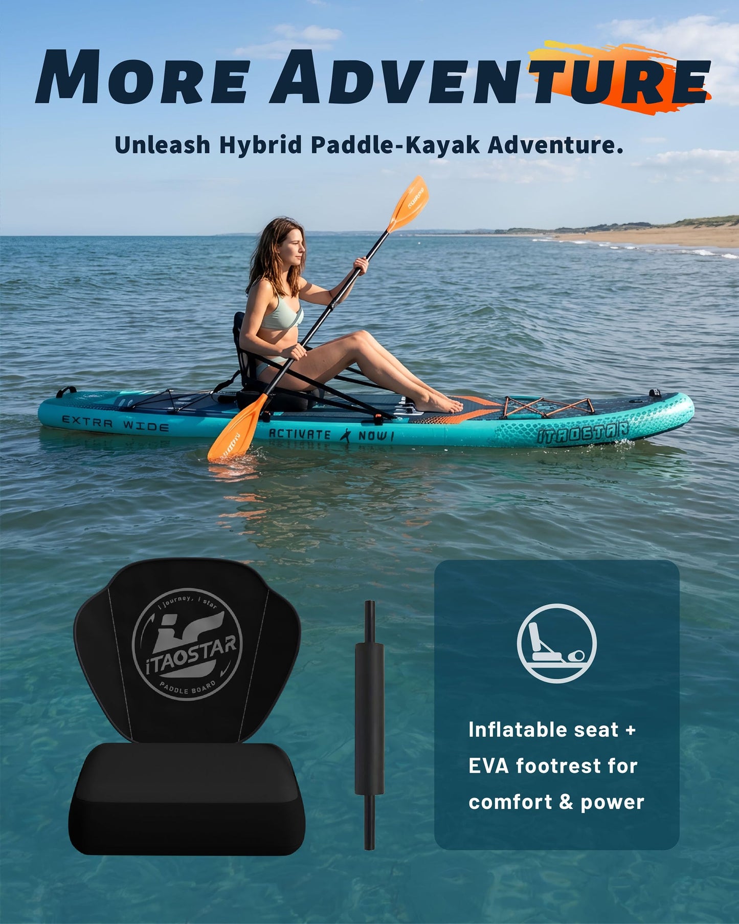 iTAOSTAR Lead 12' × 35" Inflatable Stand Up Paddle Board with Seat, Extra Wide SUP Board with 5 Fins Stable Design for Familly, Youth, All Skill Levels, Lakes, Oceans & Fishing