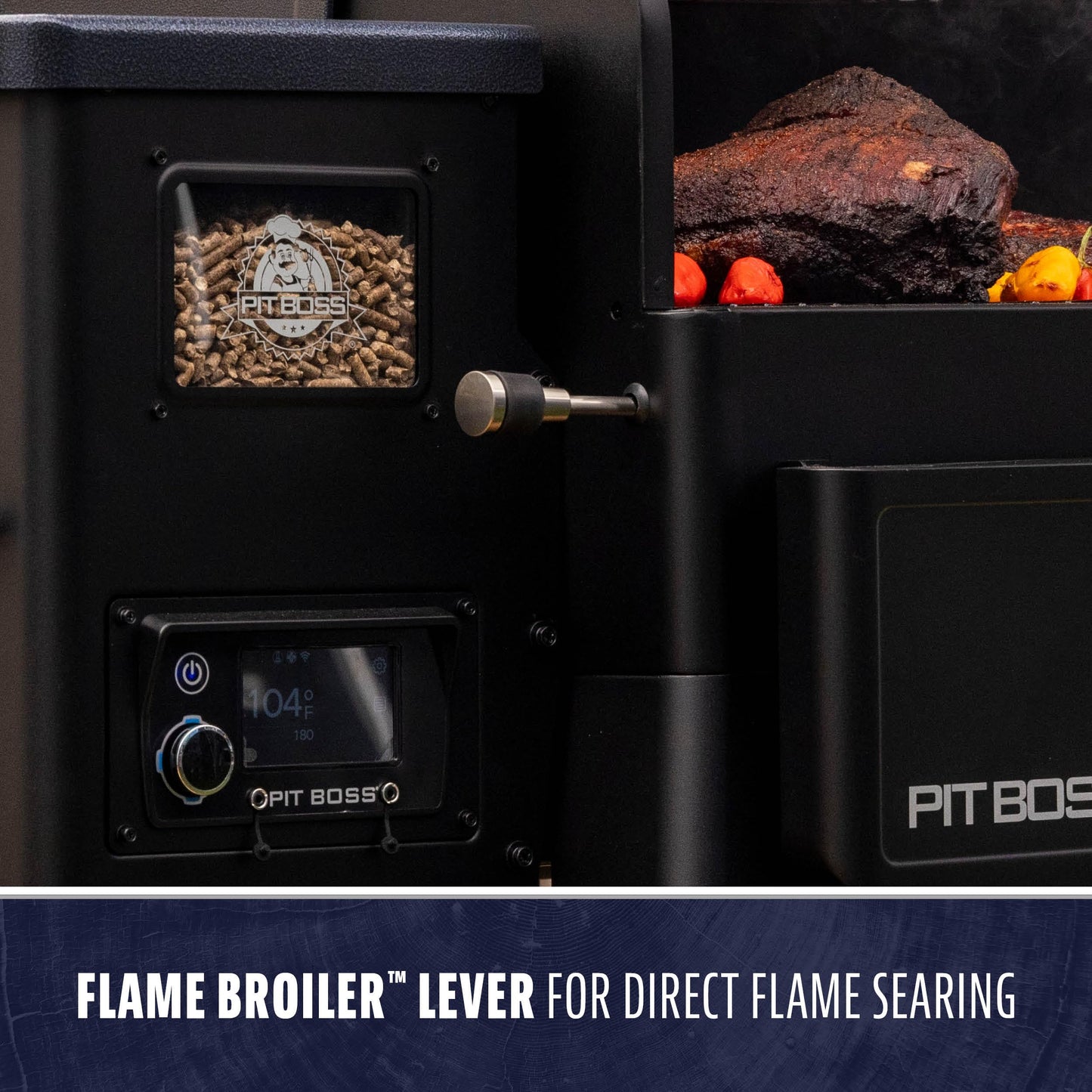 Pit Boss 850 Navigator Series WiFi & Bluetooth Wood Pellet Grill & Smoker, Flame Broiler and LCD Digital Controller, 932-Sq. In. Cook Space, 180°F to 500°F Temp Range, Meat Probe, 30 lb. Hopper