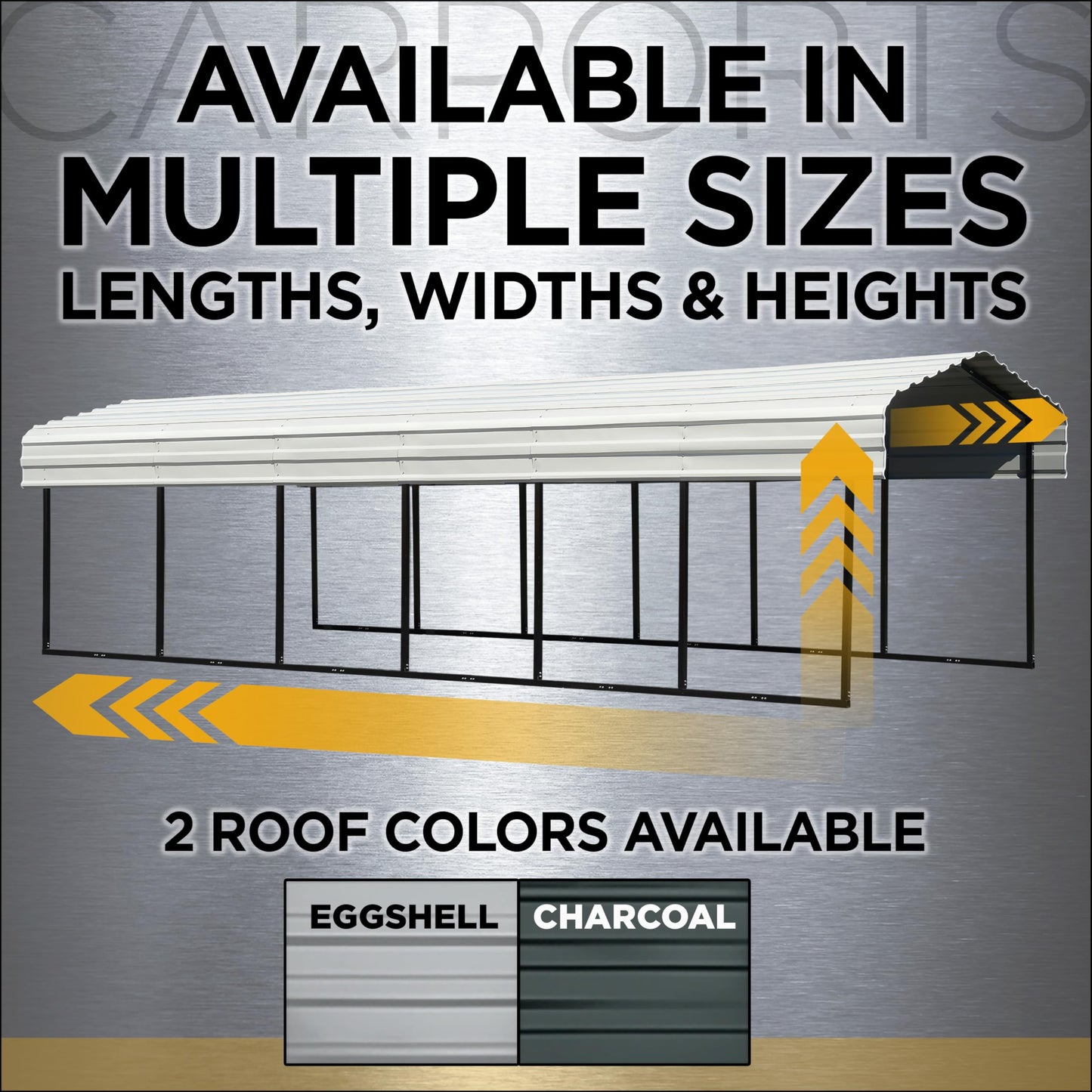 Arrow Carports Galvanized Steel Carport, with 1-Sided Enclosure, Compact Car Metal Carport Kit, 10' x 29' x 7', Eggshell