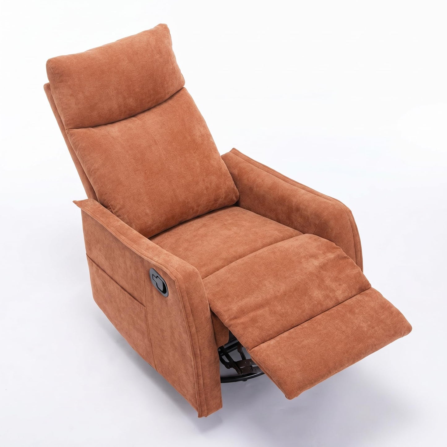 KEIKI Heat Massage Manual Recliner Chair with Rocker and Swivel, 360° Swivel 8-Point Massage Heat Polyester Rocker for Home Theater Gaming Entertainment Living Space, Vibrant Modern Orange