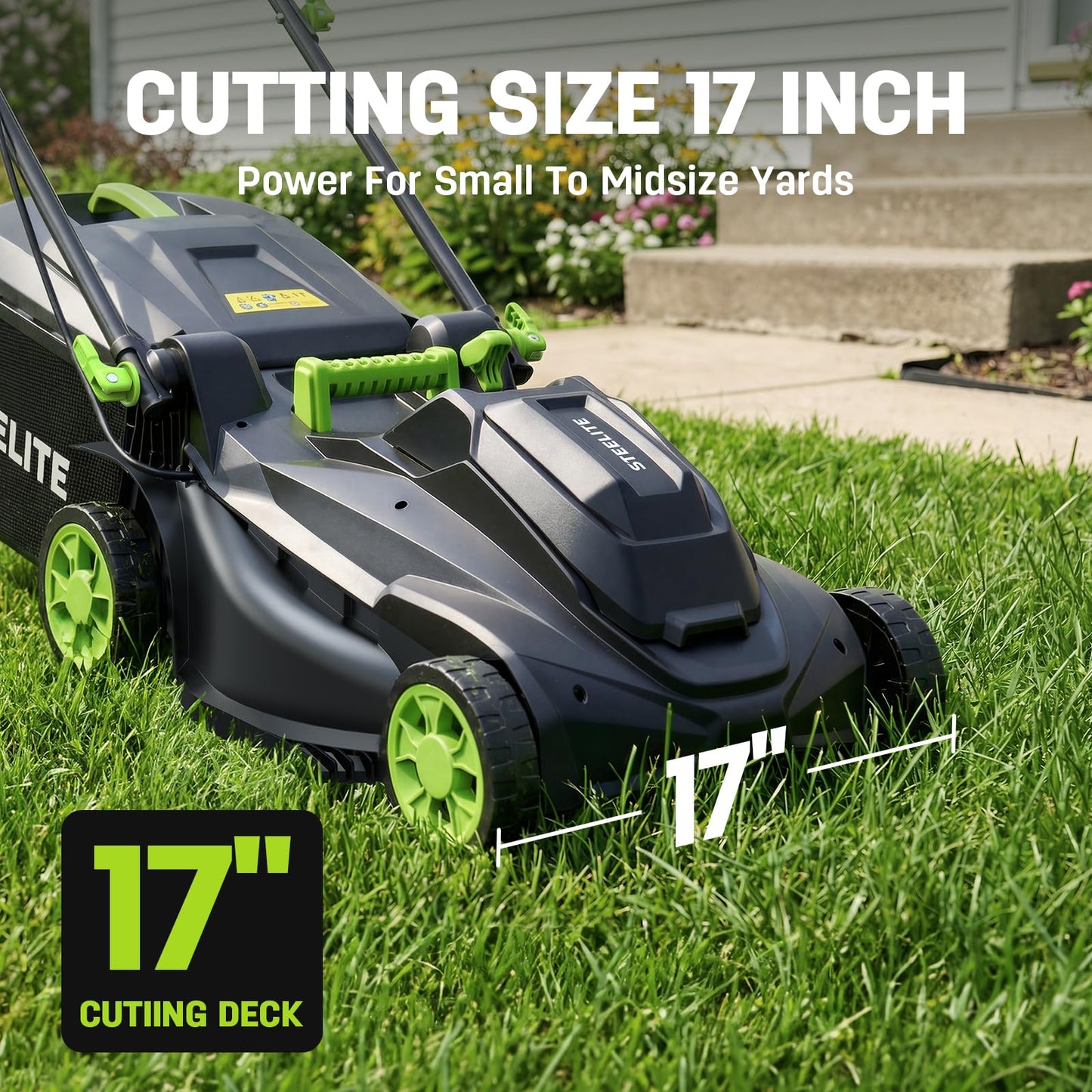 STEELITE 40V 17 Inch Electric Lawn Mower Cordless, Brushless Motor, 6-Position Height Adjustment, 2-in-1 Bagging & Mulching, Includes 2 x 4.0Ah Batteries and Battery Charger