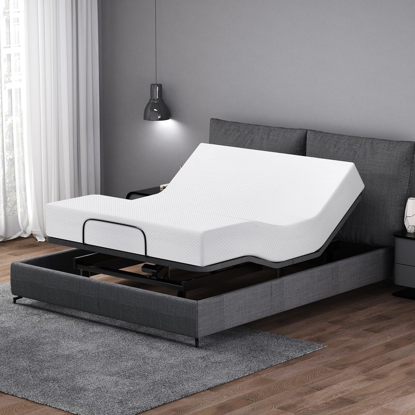 Queen Size Adjustable Bed Frame,10 Inch Gel Memory Foam Mattress, Adjustable Bed Base with Adjustable leg height,Separate Head/Foot Lift,Easy Assembly,Smart Electric Beds, Anti-Snore/Zero Gravity