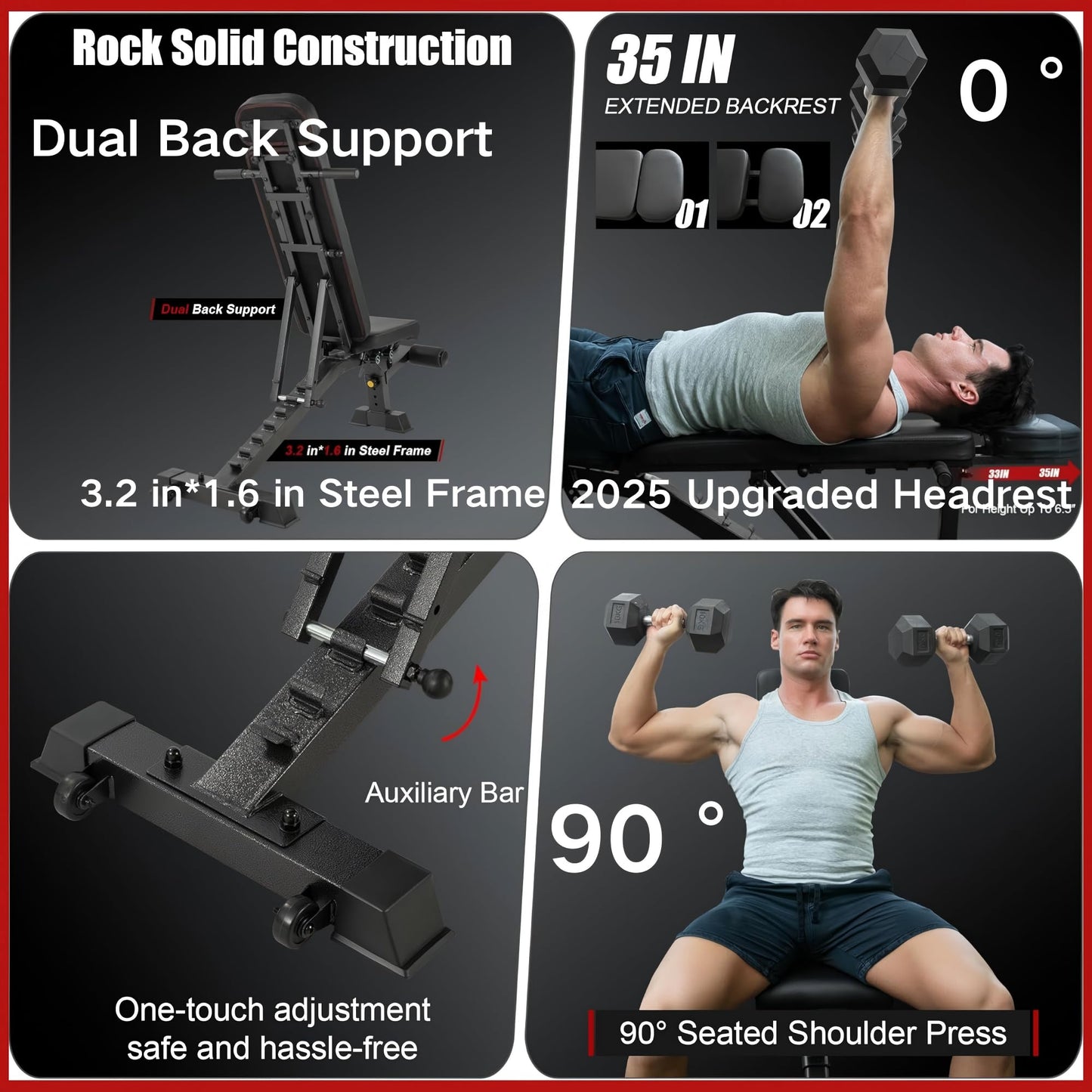 YOUTEN 1300 LB Weight Bench Heavy Capacity | 9-4-4 90° Adjustable Incline Decline Exercise Chair for Home Gym More Stable and Durable | Foldable Training Lifting Bench | Dragon Flag Handle for Abdominal Arm Workout
