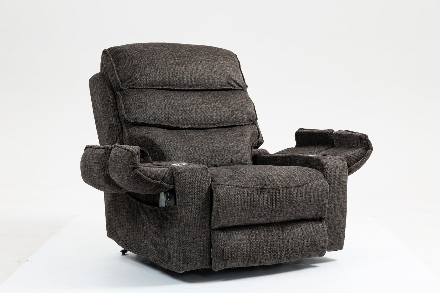 GDFStudio Lay Flat Power Lift Recliner Chair with Heat Massage Dual Motor Infinite Position Recliner USB and Type C Charging Cup Holders for Living Room Bedroom, Dark Gray
