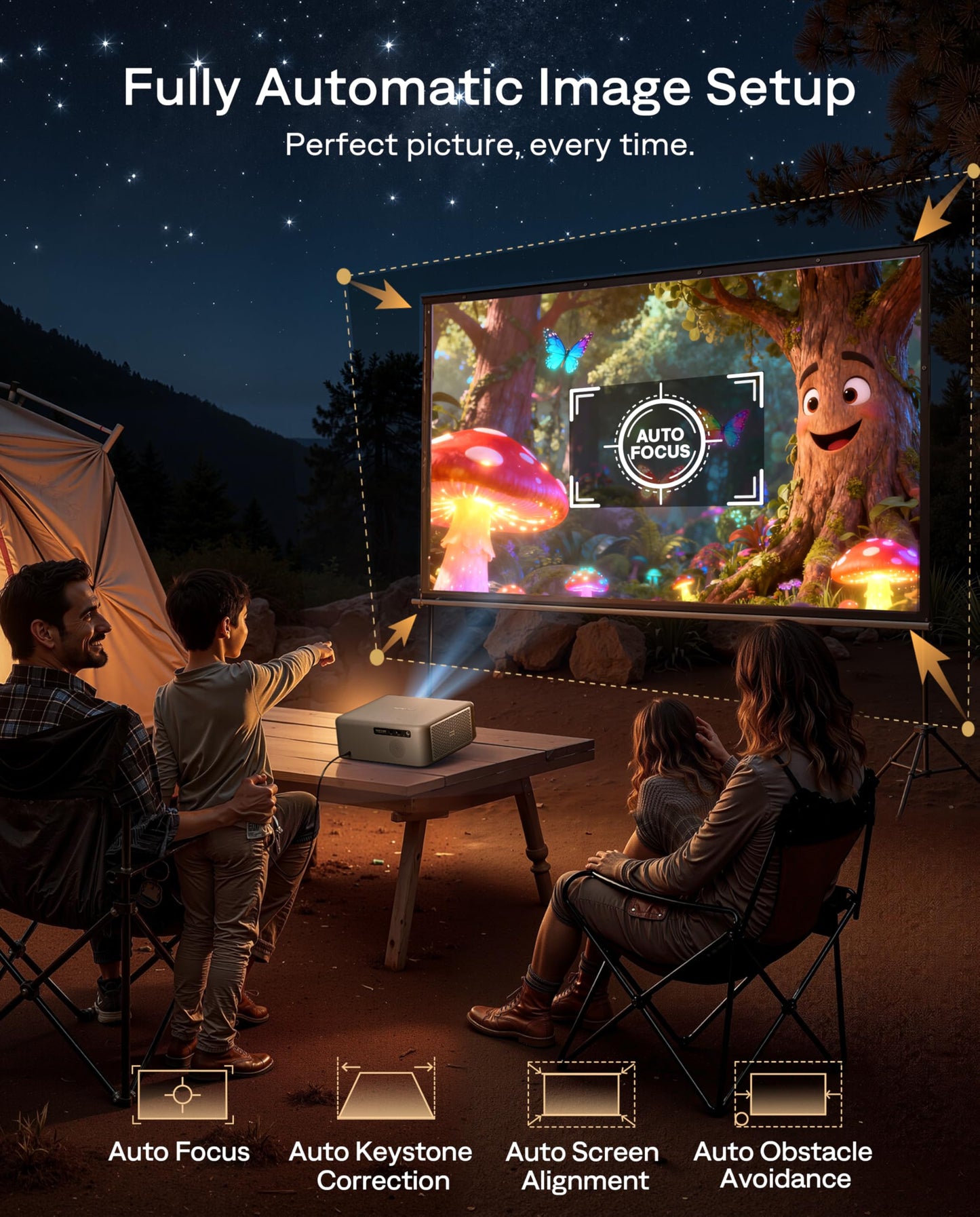 Aurzen EAZZE D1 MAX Google TV Smart Projector 4K Supported, Ultra-Bright 1000 ANSI Lumens, MEMC Tech, Fully Automatics, 20W DoIby Audio, Home Theater Movie Projector for Backyard Soccer Watch Party