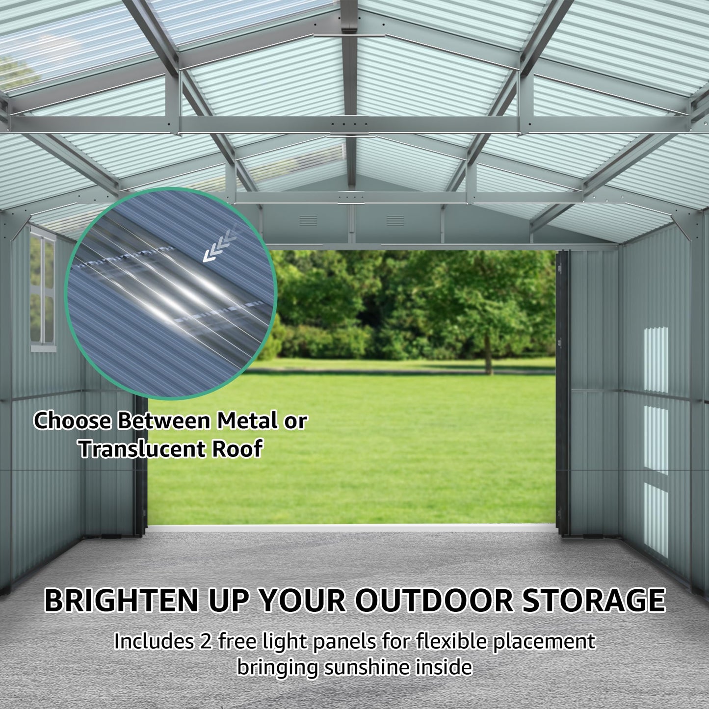 LANTRO JS Large Storage Shed 13x20ft, Outdoor Metal Garage Shed with 2 Doors and 2 Windows, Heavy Duty, Black