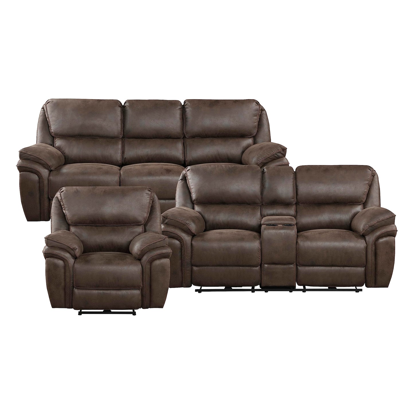 Lexicon Dorritt Power Reclining Living Room Sofa Set, 3-Piece, Brown