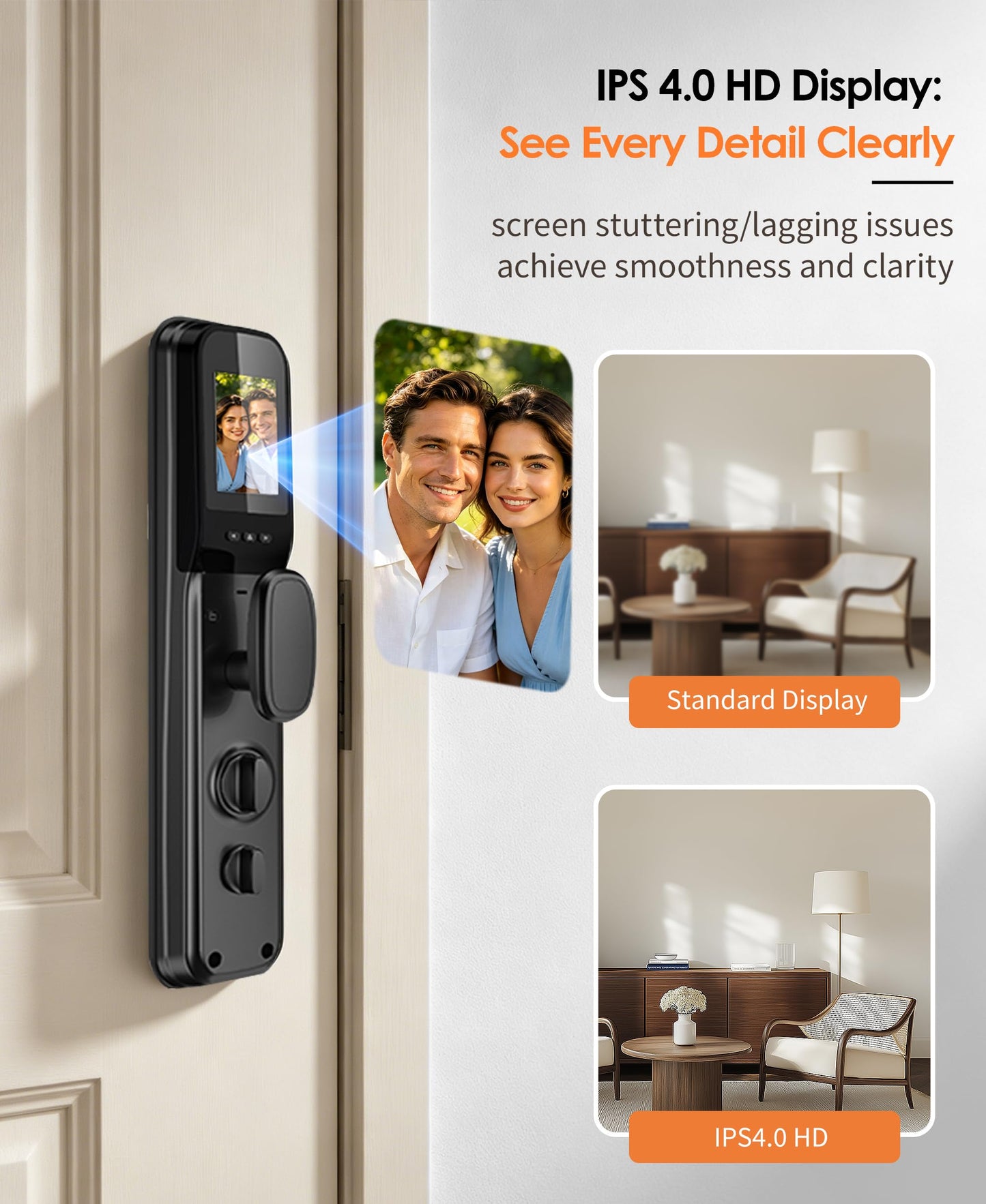 YINTIN 3D Face Recognition Smart Lock with Camera & Handle, Palm Vein Keyless Entry, Fingerprint Door Lock & Video Doorbell, 8-in-1 Unlock, Mortise Lock, Tuya App, 2-Way Talk, IP67 for Front Door.