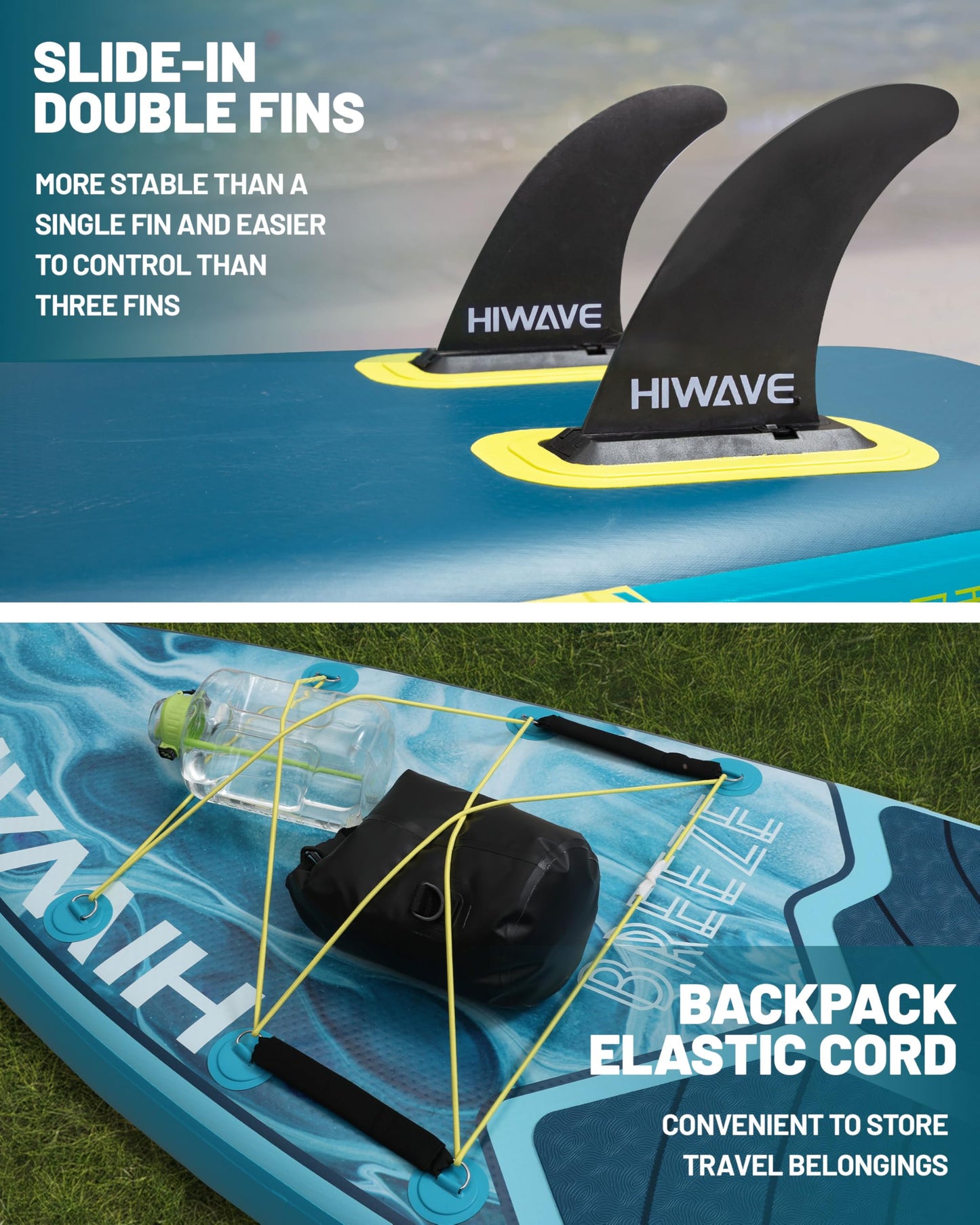 Hiwave Inflatable Stand Up Paddle Board 11’*34”*6” Sup Board,420lbs Capacity Adult&Youth Paddle Board, Pet Friendly for Ocean&Lake, w/Double Action Hand Pump Blue