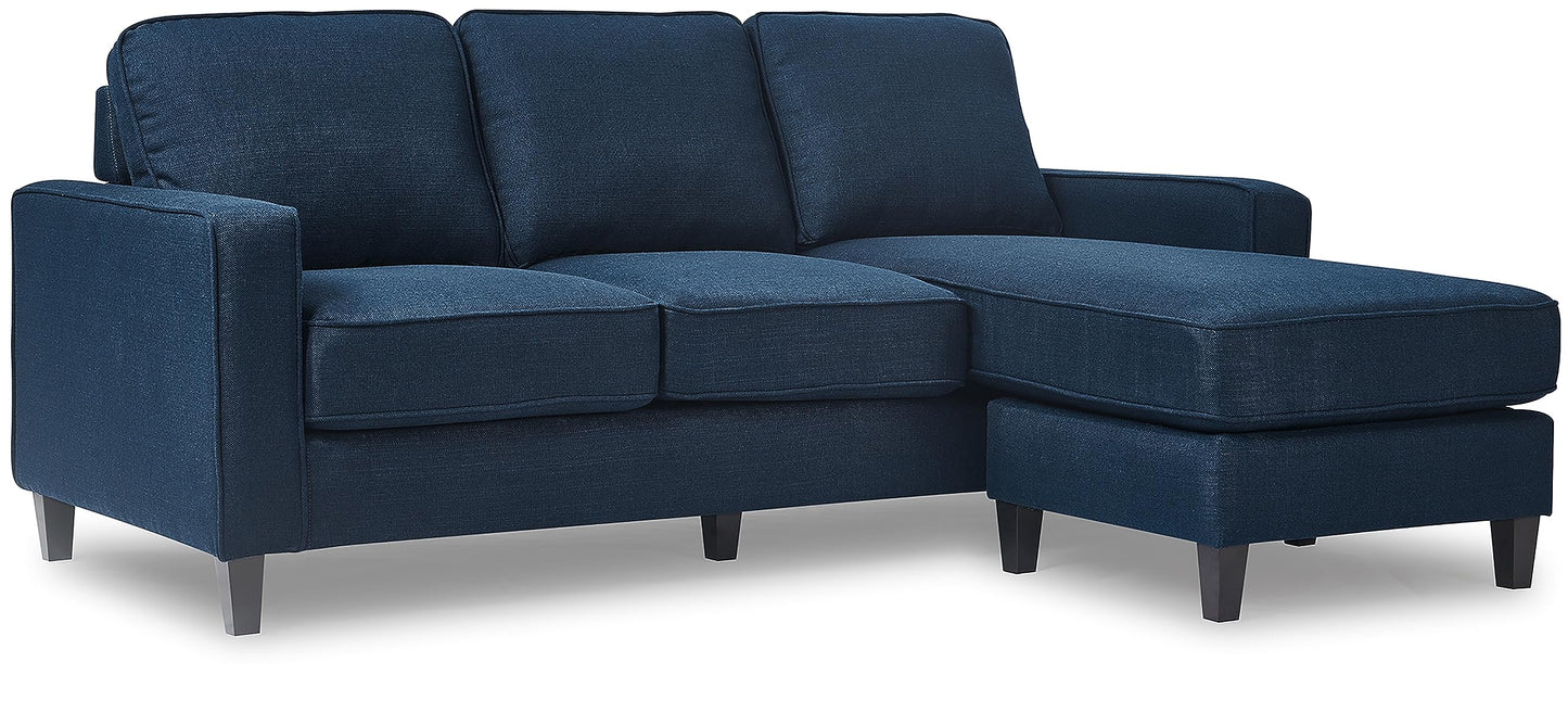 Serta Harmon Reversible Sectional Sofa, Modern L-Shaped Couch for Small Spaces, Soft Fabric Upholstery, Square Arm, Pillow Back Cushions, Blue