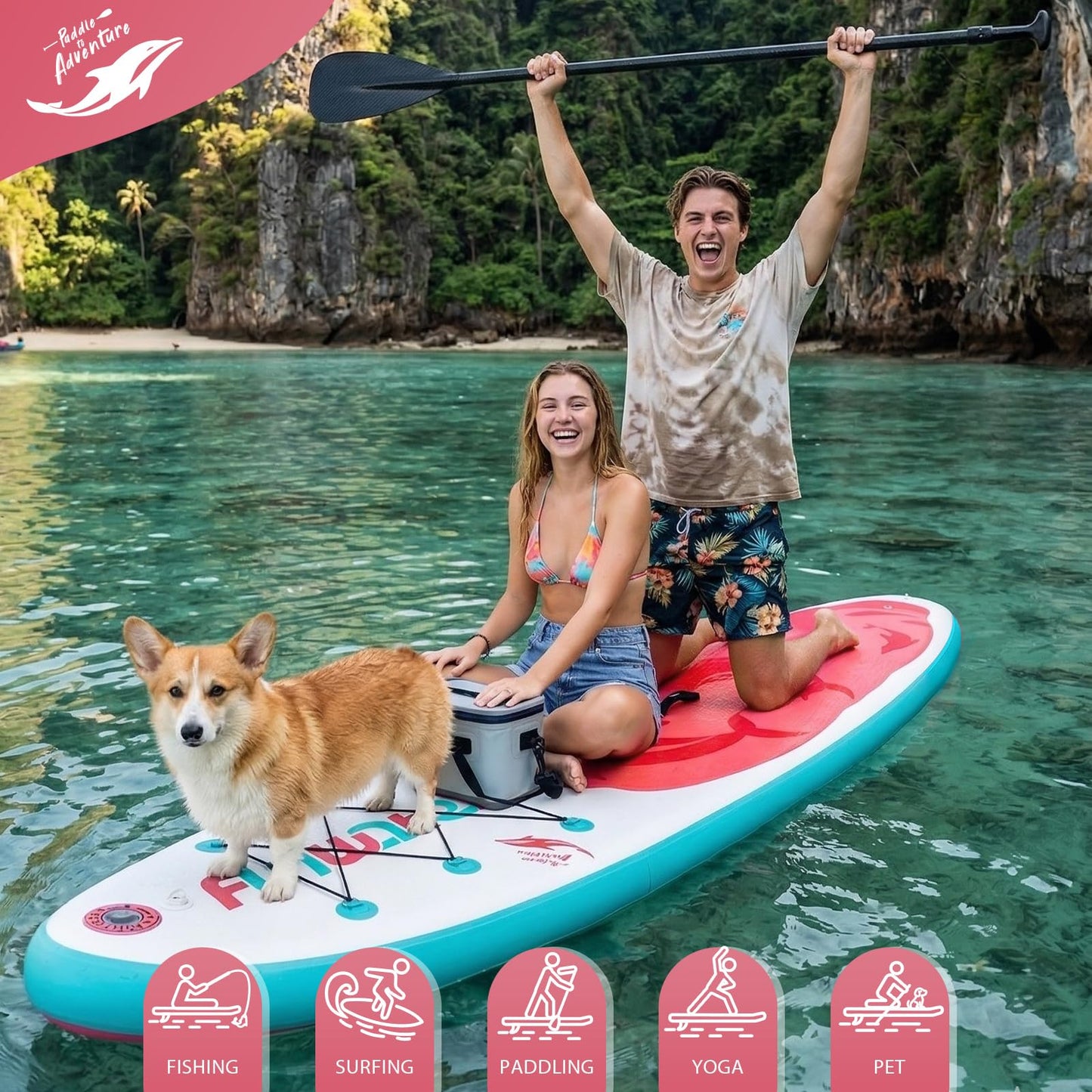 FunWater Inflatable Stand Up Paddle Board 10'6"/11"/11'6" Paddle Board for Adults & Youth, Paddleboards Inflatable with Premium SUP Accessories, Wide Stable, Non-Slip Comfort Deck (White & Pink)