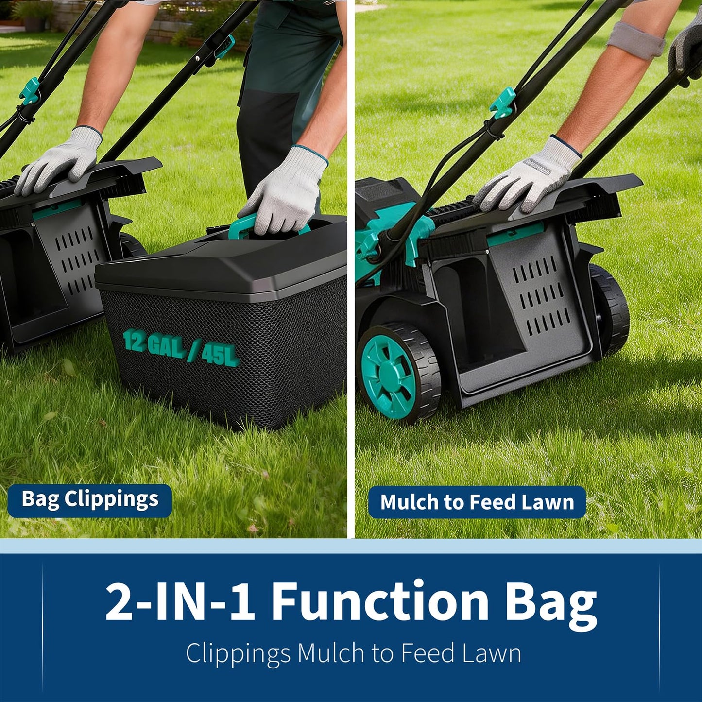 Garvee 17 Inch Electric Lawn Mower Cordless, 40V 4.0Ah Battery Powered Lawn Mower with Brushless Motor, Lightweight Walk-Behind Push Mower for Small to Medium Yard