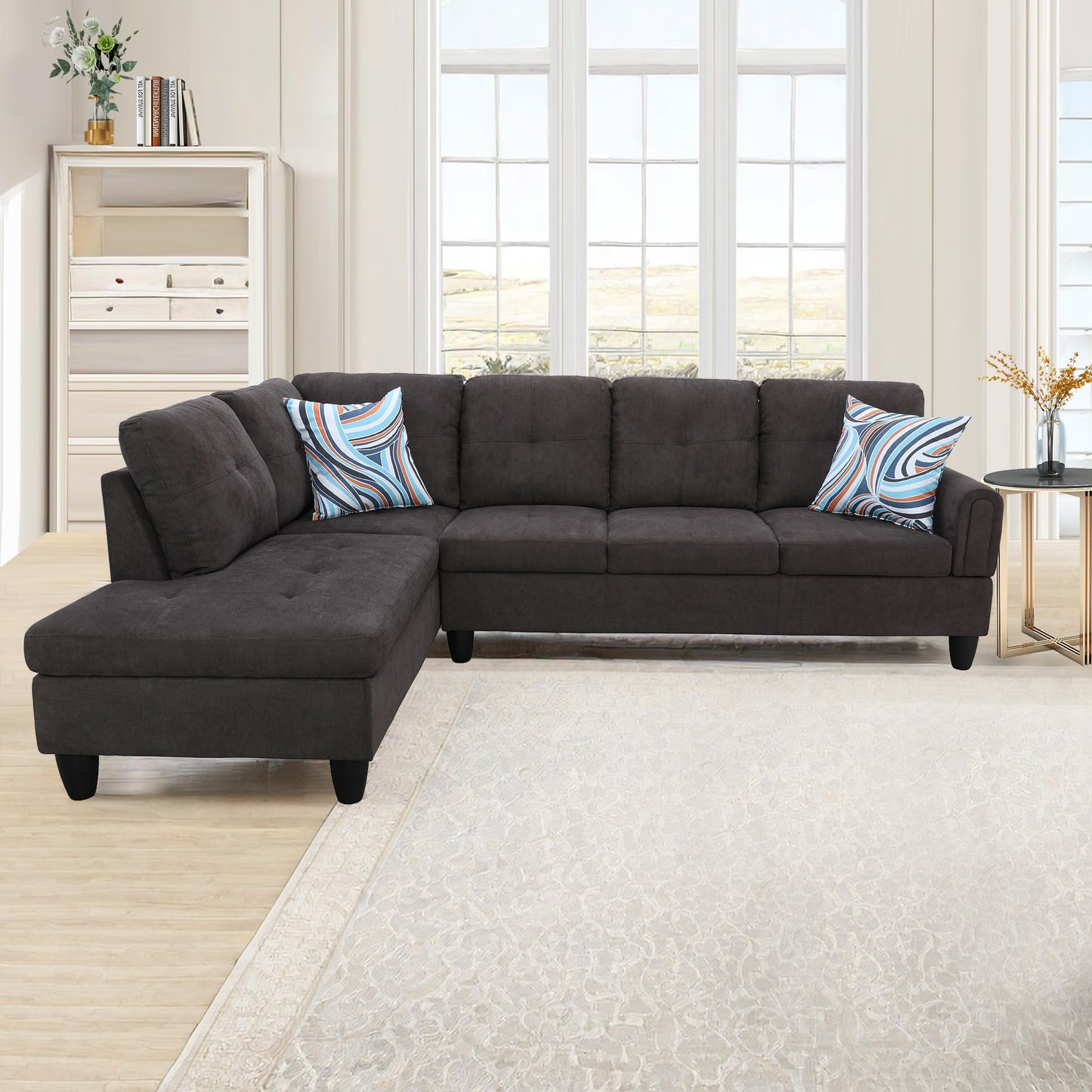 NicBex 97" L Shaped Couch Sectional Couches for Living Room, 2-Piece Modular Sofa with Movable Chaise & Deep Seat for Apartment, Bedroom, Office, Dark Brown