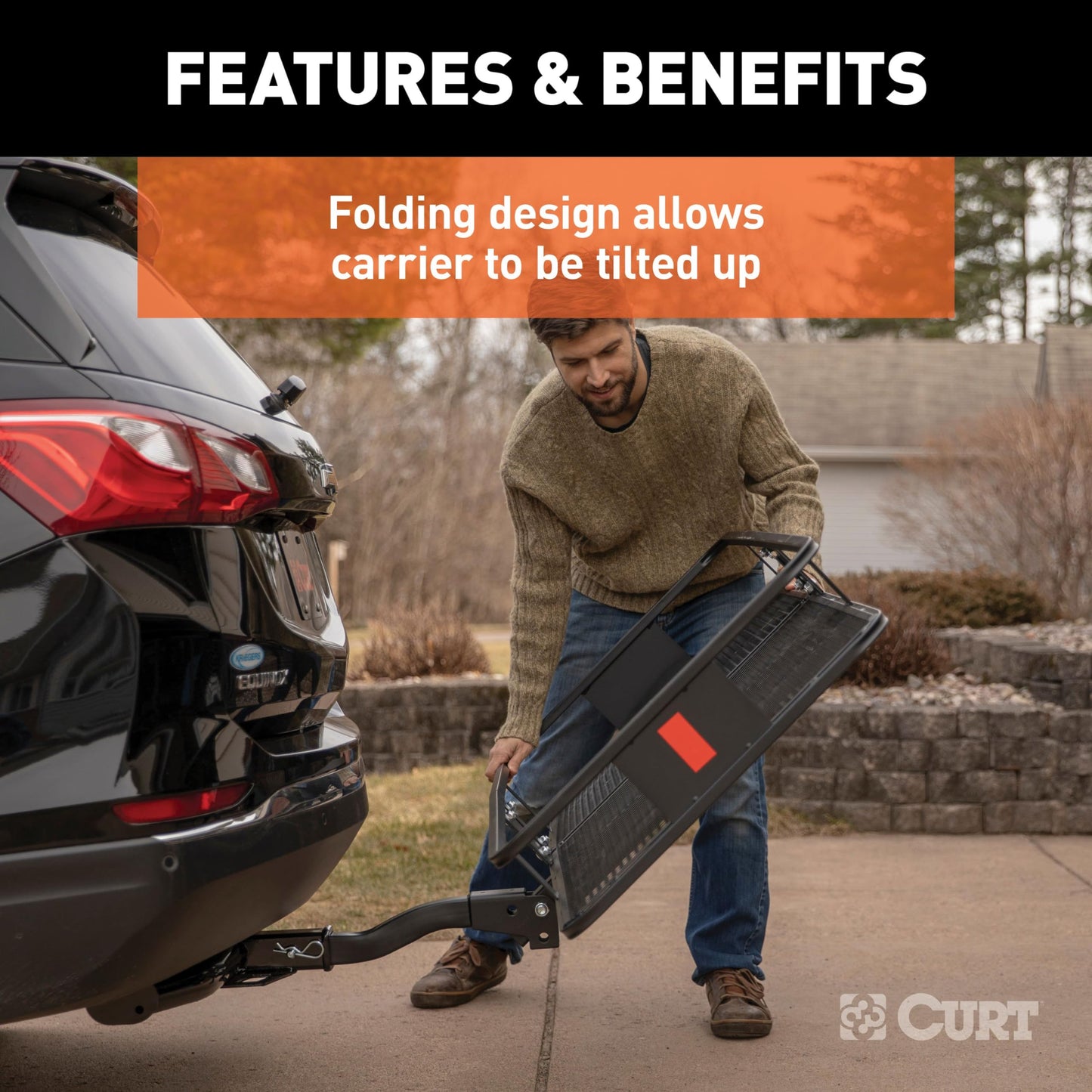 CURT 18153 Cargo Basket Hitch Trailer Hitch Cargo Carrier, 500 lbs. Capacity, 60-Inch x 23-1/2-Inch x 5-1/2-Inch, Fits 2-Inch Receiver