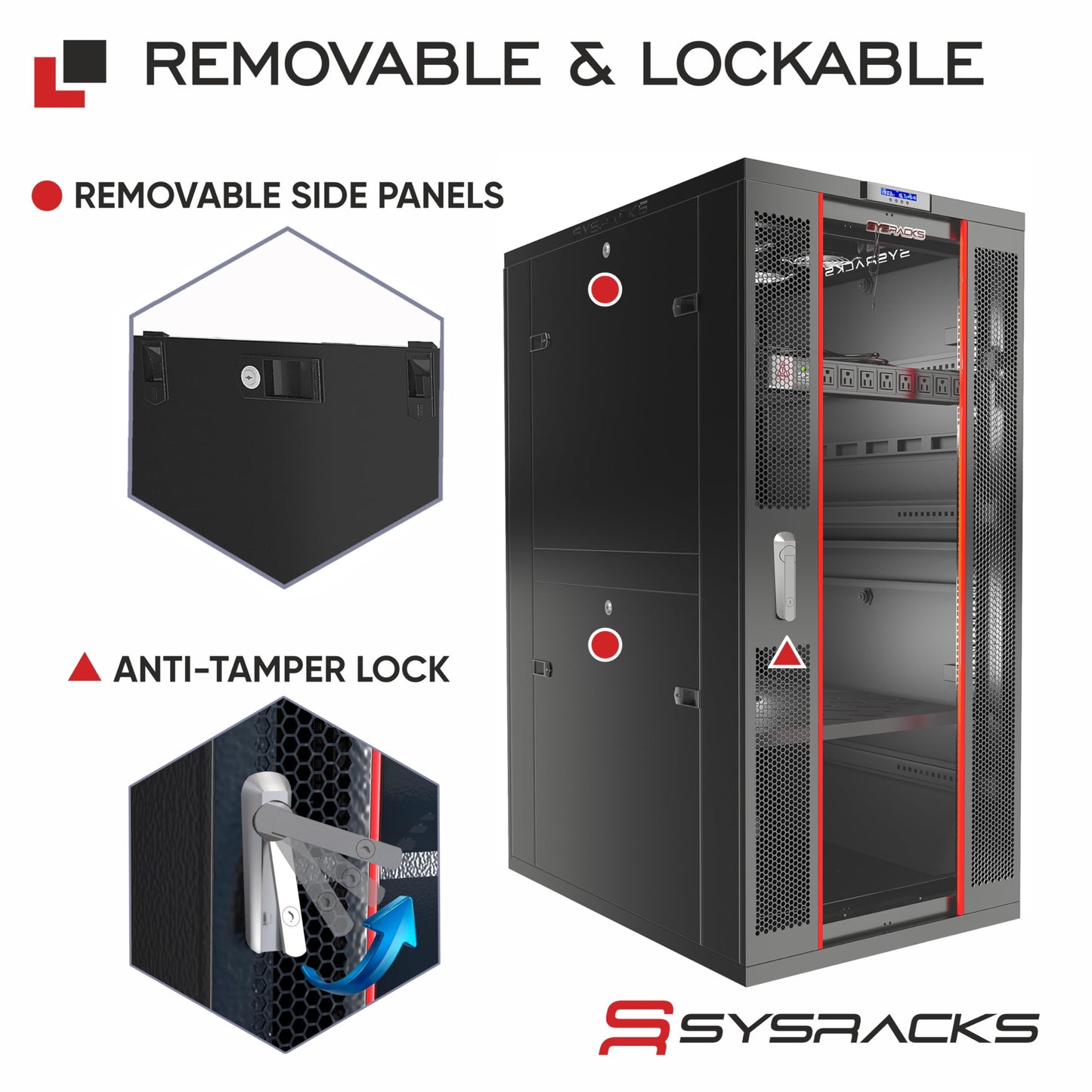 42U Server Rack Cabinet – 24" Deep 19" Network Rack Enclosure, Floor Standing Data Rack with Locking Glass Door, Cooling Fans, PDU, Shelf, 1600 lb Capacity, ANSI/EIA-310 IT Equipment Rack