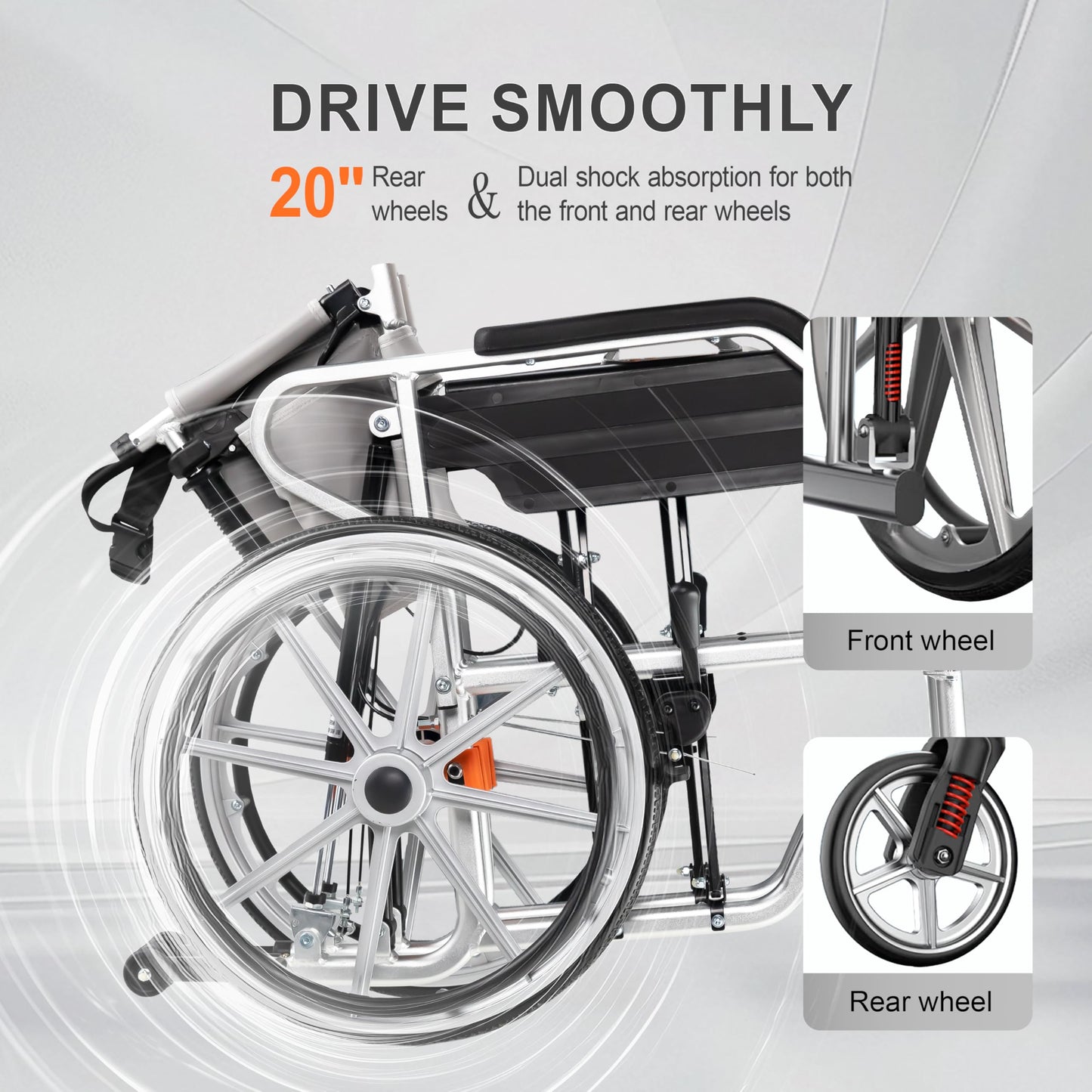 5-in-1 Reclining Wheelchairs, Waterproof Shower Bathroom Wheelchair, Elevating Leg Rests and Potty, 18.5" Wide Seat Heavy Duty Transport Wheelchairs for Adults, with Backpack& Removable Headrest