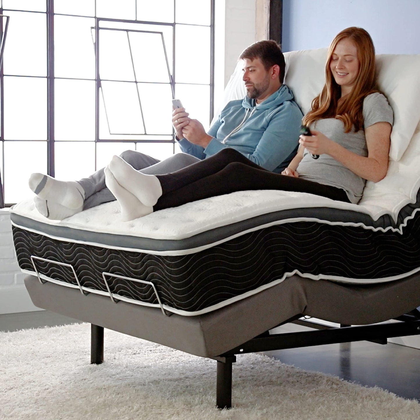 ERGO-Pedic, iTilt Incline Therapy Comfort Lounger, Adj Base, for Sleep Apnea & GERD, Cal-King-Twin