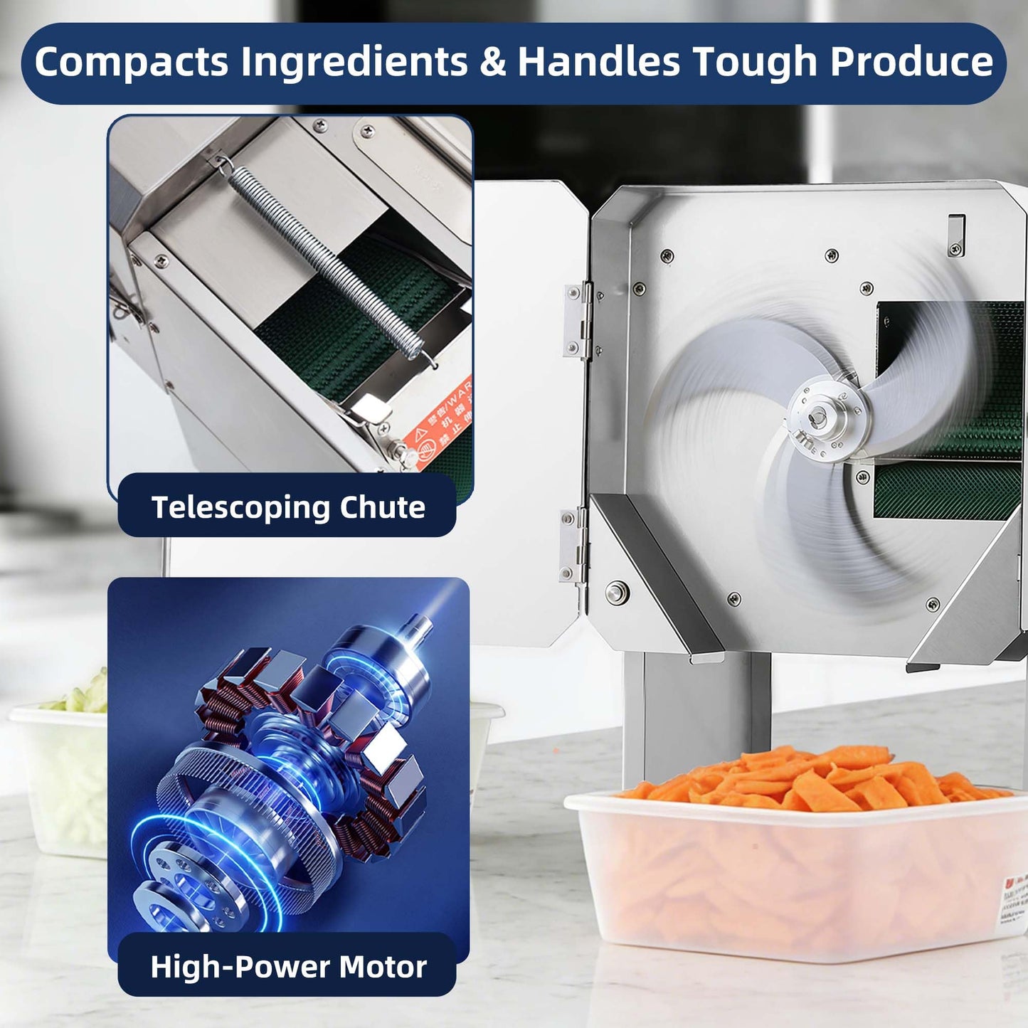 USAJZM Electric Vegetable Chopper & Slicer, Multi-Functional Vegetable Processor Slices, Shreds, Sections, Easy Clean Automatic Shredder for Commercial & Home Kitchen, Salad, Meal Prep