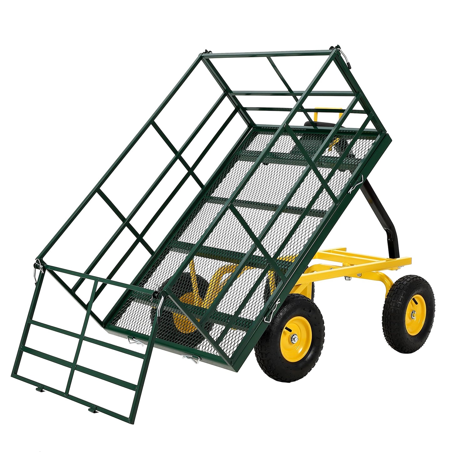 Garvee 1500 LB Garden Dump Cart with 13 in All Terrain Tires, 3-in-1 Yard Wagon Cart with Removable Side Panels, Heavy Duty Outdoor Metal Utility Wagon Yard Trailer for Outdoor Lawn, Yard, Backyard