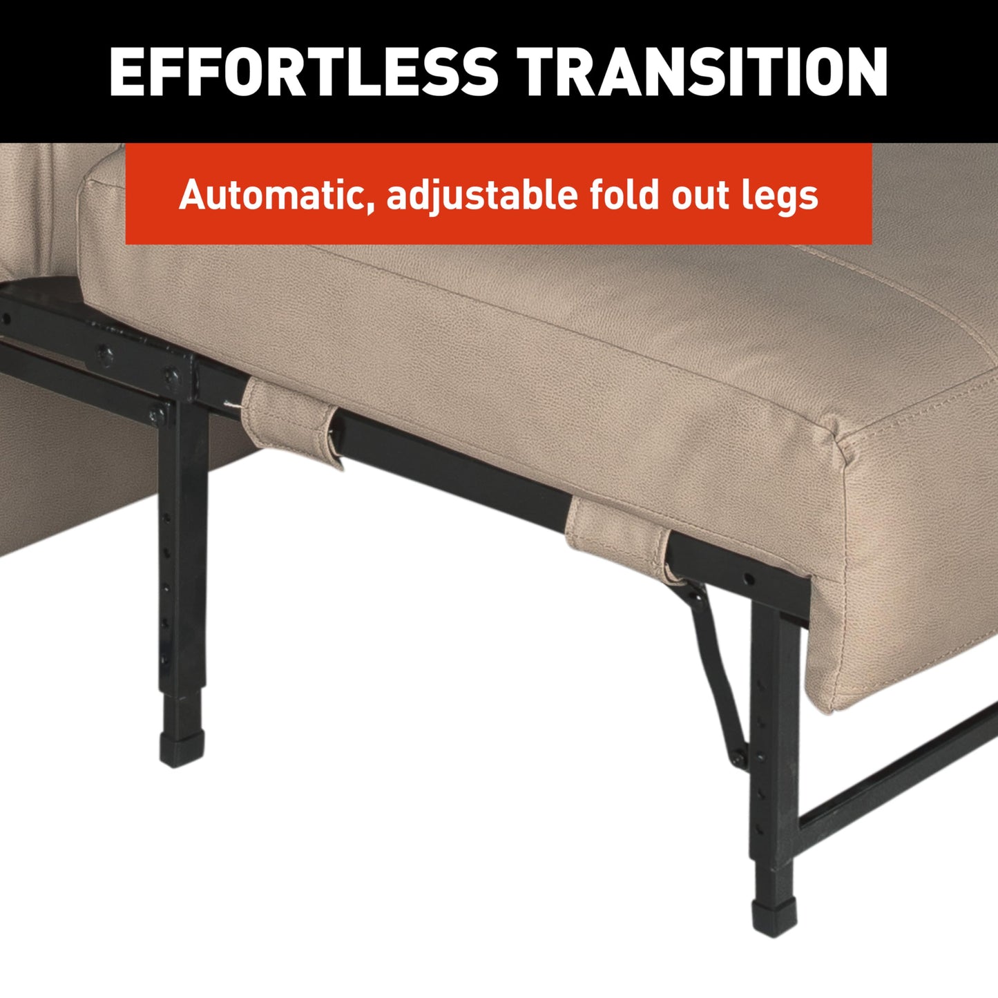 Thomas Payne Signature Heritage Series 62" Driftwood RV Clickback Sleeper Sofa with Automatic, Adjustable Fold-Out Legs, Four Reclining Positions, Easy Transition - 2024044222
