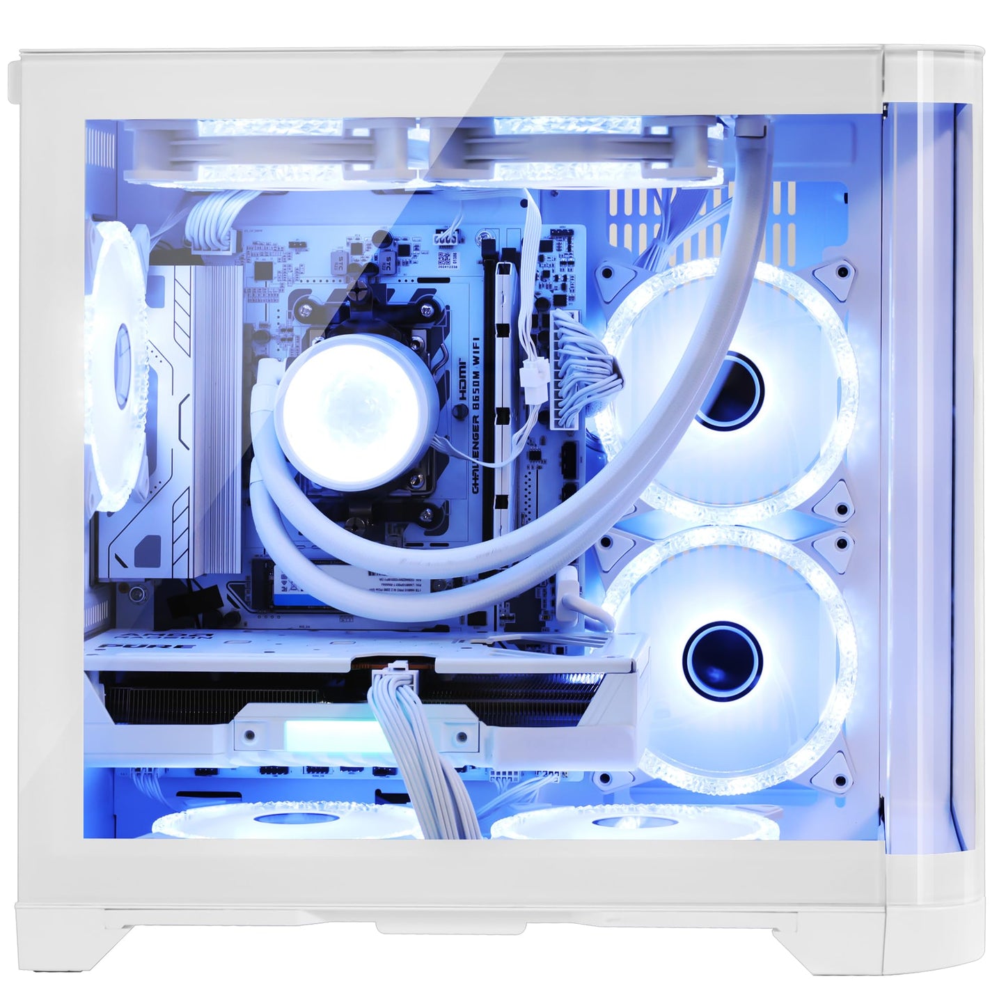 HOENGAGER Gleaming Prebuilt Gaming PC Desktop - AMD Ryzen 7 9700X - GeForce RTX 5060 (8GB) - 32GB DDR5 6000MHz - 1TB PCIe NVMe SSD - White Gaming Case, RGB Fans, Wi-Fi, Win 11