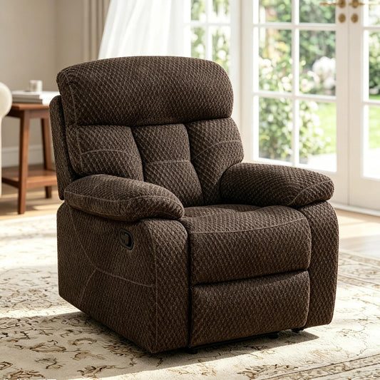 Trygoal Manual Recliner Chair, Nursery Chair, Cashmere Recliner Chair for Adults, Lazy Boy, Gaming Recliner with Overstuffed Arms, Suitable for Home Theater, Living Room, Bedroom, Brown