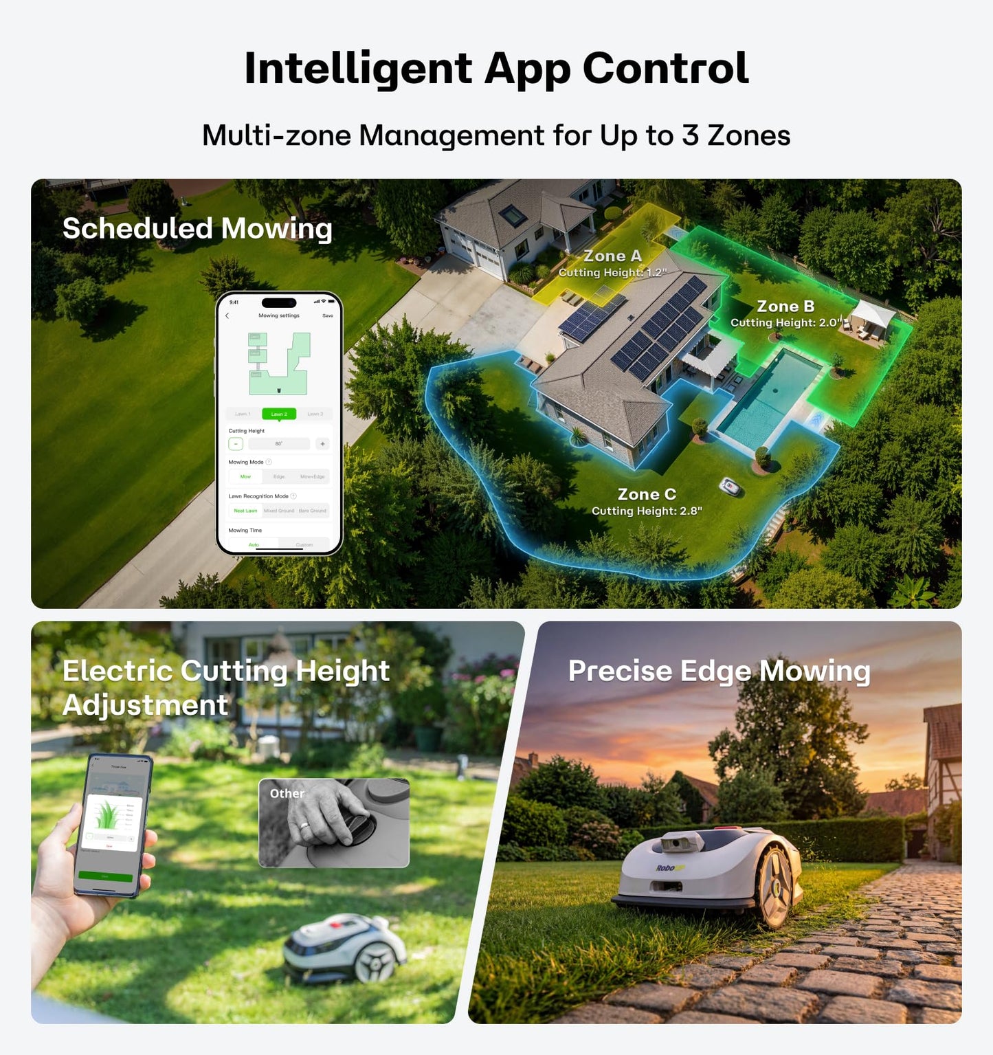 RoboUP Raccoon 2 SE Robot Lawn Mower with Garage, Auto Mapping Robotic Lawnmower for 0.15 Acre with APP Control, Vision Navigation, 20°Slope, Ideal Robot Mower for Small Lawns