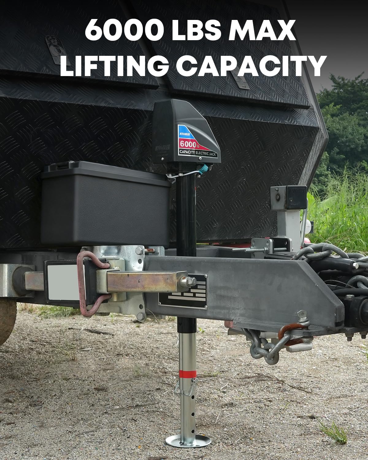 Kohree Electric Trailer Jack 6000 lbs, Heavy Duty RV Electric Power Tongue Jack for Travel Trailer A-Frame Camper, with Manual Crank Handle & Weatherproof Jack Cover, 22" Lift, 12V DC with Wiring