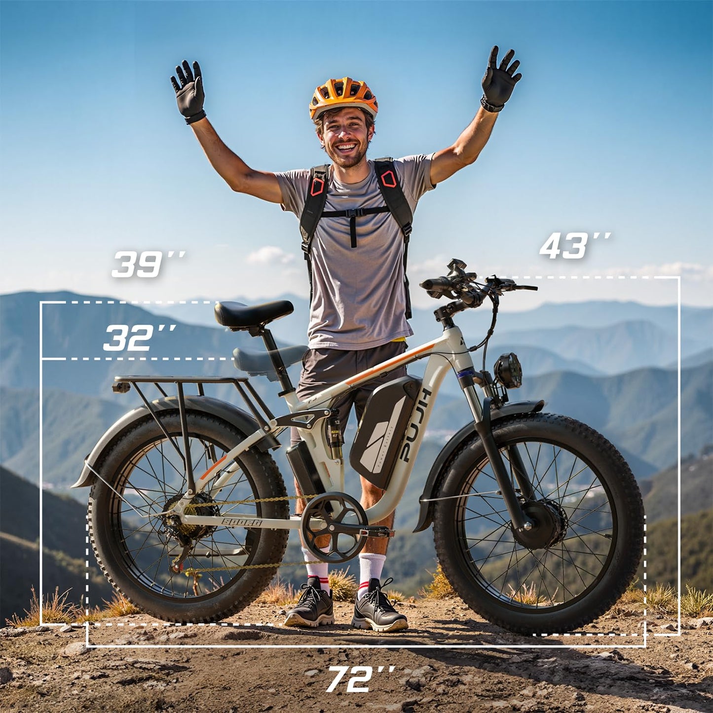 PUJH 6000W Dual Motor E-Bike Up to 100Mi 60V 24" Fat Tire for Adults PU364
