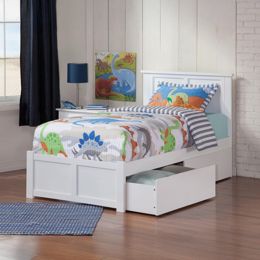 AFI, Madison Twin Platform Bed with Footboard & Storage Drawers, White