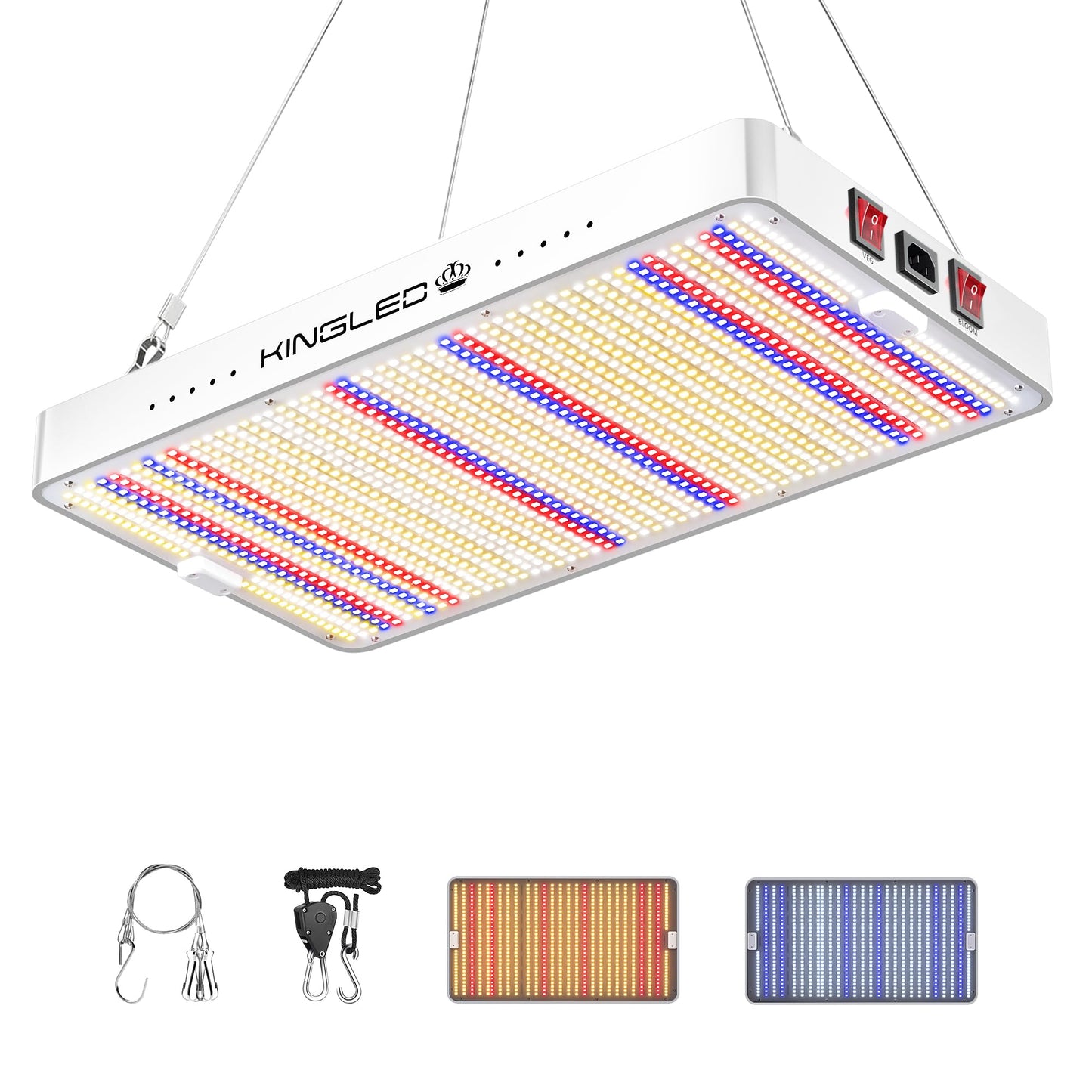 KingLED KP3000 LED Grow Light for Indoor Plants, Full Spectrum Plant Light with Veg & Bloom Mode, 300W Hanging Growing Lamp for Seed Starting Seedlings Vegetable Hydroponic Greenhouse, 4x4 Grow Tent