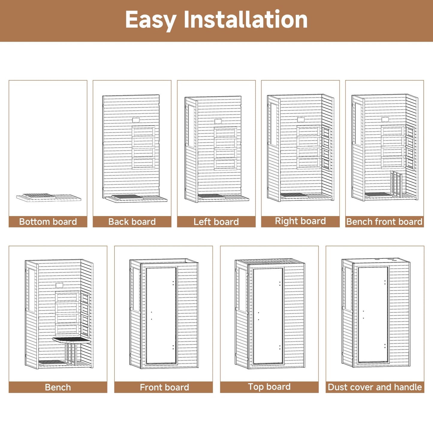 springspa Infrared Sauna Home Sauna, Indoor Far Infrared Saunas for Home, 1 Person Canadian Hemlock Wooden Spa Room, 950w 120v with Control Panel, 33 * 27.3 * 59 inch