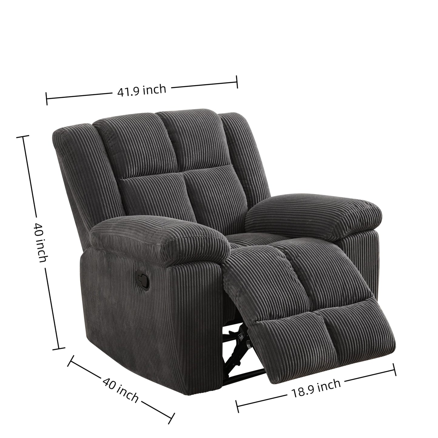 Trygoal Manual Recliner Chair, Nursery Chair, Linen Recliner Chair for Adults, Lazy Boy, Gaming Recliner with Overstuffed Arms, Suitable for Home Theater, Living Room, Bedroom, Dark Grey