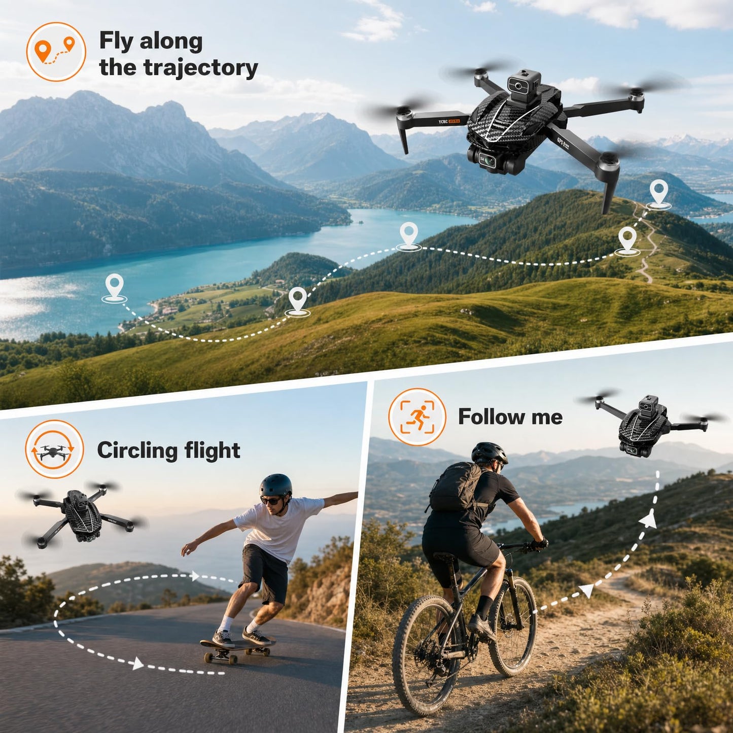 A16 GPS Drone with 4K Camera EIS for Adults, RC Camera Drones with 4.5" HD Screen, GPS Follow & Auto Return & Obstacle Avoidance, Brushless, Long Range Transmission, 3 Speed Adjustable, 60 Mins Flight Time with 2 Batteries, Foldable Drone Kit, Under 249g