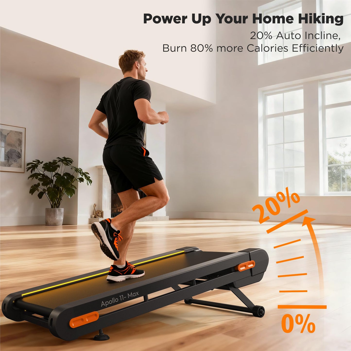 Vitalwalk Walking Pad Treadmill with Incline, 43"x18" Wide Full Deck, Auto Incline, Portable Under Desk Treadmills for Home Office, 4-Way Mobility & Vertical Store, Heavy Duty, APP, Grey, Extra Large