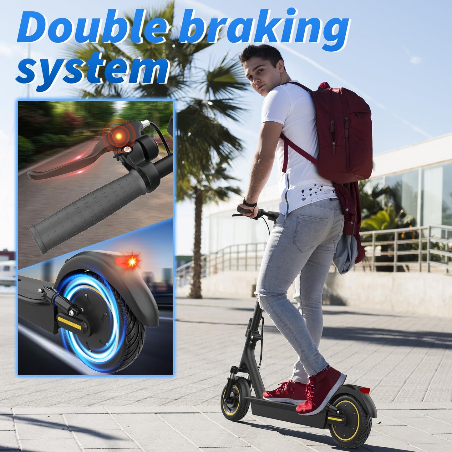 VOLPAM Electric Scooter with 8.5"/10" Solid Tire, 350W/500W Powerful Motor & 19/22 MPH Top Speed, 16-28 Miles Long Range, Folding E Scooter Choice