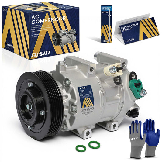 AISIN AFTERMARKET ACCKA-00789 Air Conditioner AC Compressor - Compatible with Kia Sportage 2017 - with 6-Pulley Groove, with Clutch