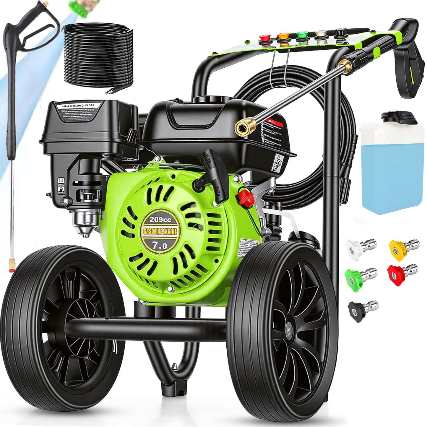Gas Powered Pressure Washer 4200 PSI Gas Power Washer 4.0 GPM 209CC Commercial High Pressure Washer, with Spray Gun and Extension Wand, 5 Quick Connect Nozzles, Copper Pump,EPA/CARB/ETL