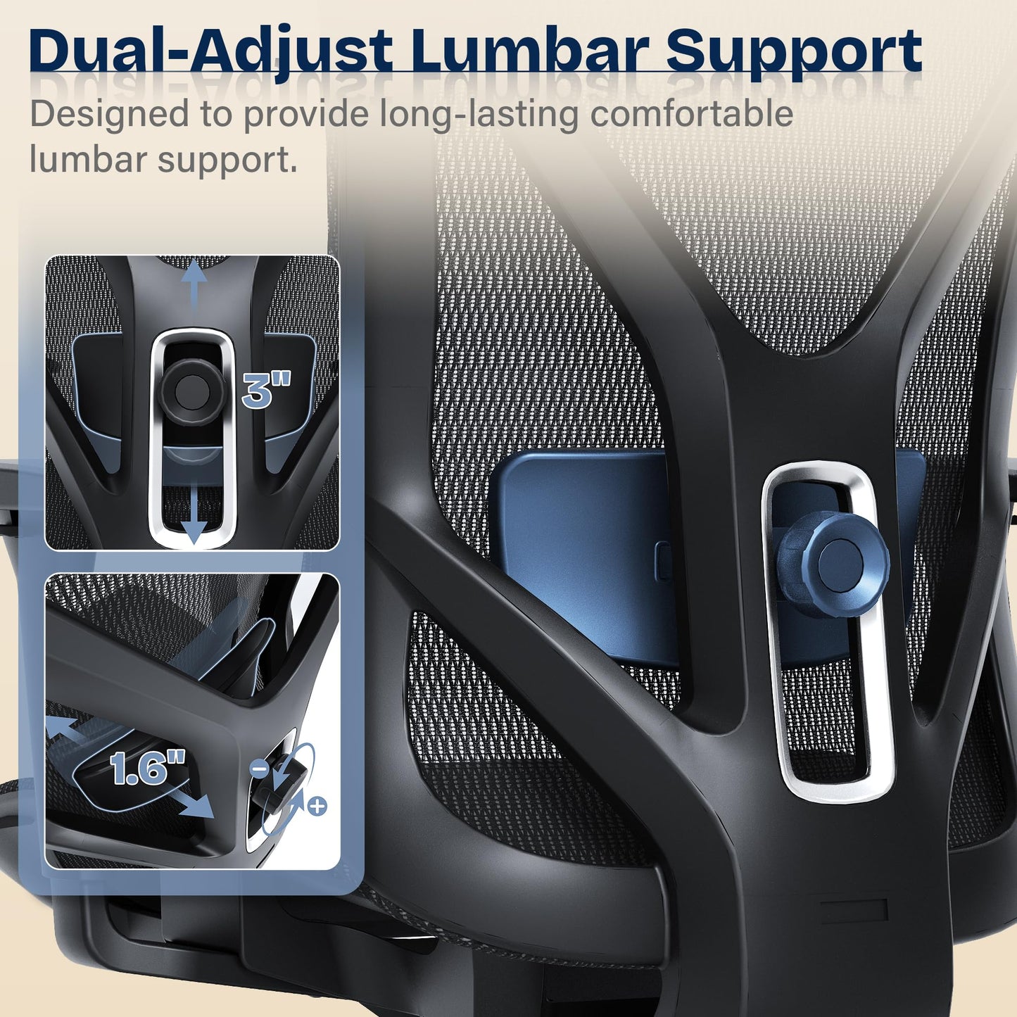 MOLENTS Ergonomic Office Chair, Mesh Computer Desk Chairs with Adjustable Lumbar Support, 3D Armrests, Tilt Function, Comfy Wide Seat, Swivel Executive Work Task Chair for Company and Home