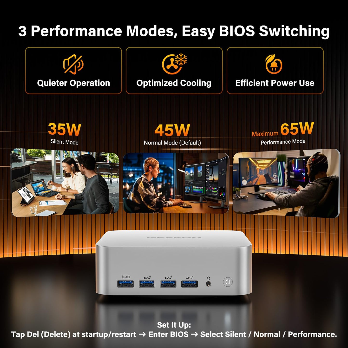 GEEKOM A9 Max High AI Productivity Mini PC,AMD Ryzen AI 9 HX 370(80 Tops)|DDR5|1TB SSD+32GB RAM|Copilot+ PC|Win 11 Pro|WiFi 7|BT 5.4|USB4.0|HDMI 2.1|8K Video Editing|for Business&Gaming＆3D Rendering