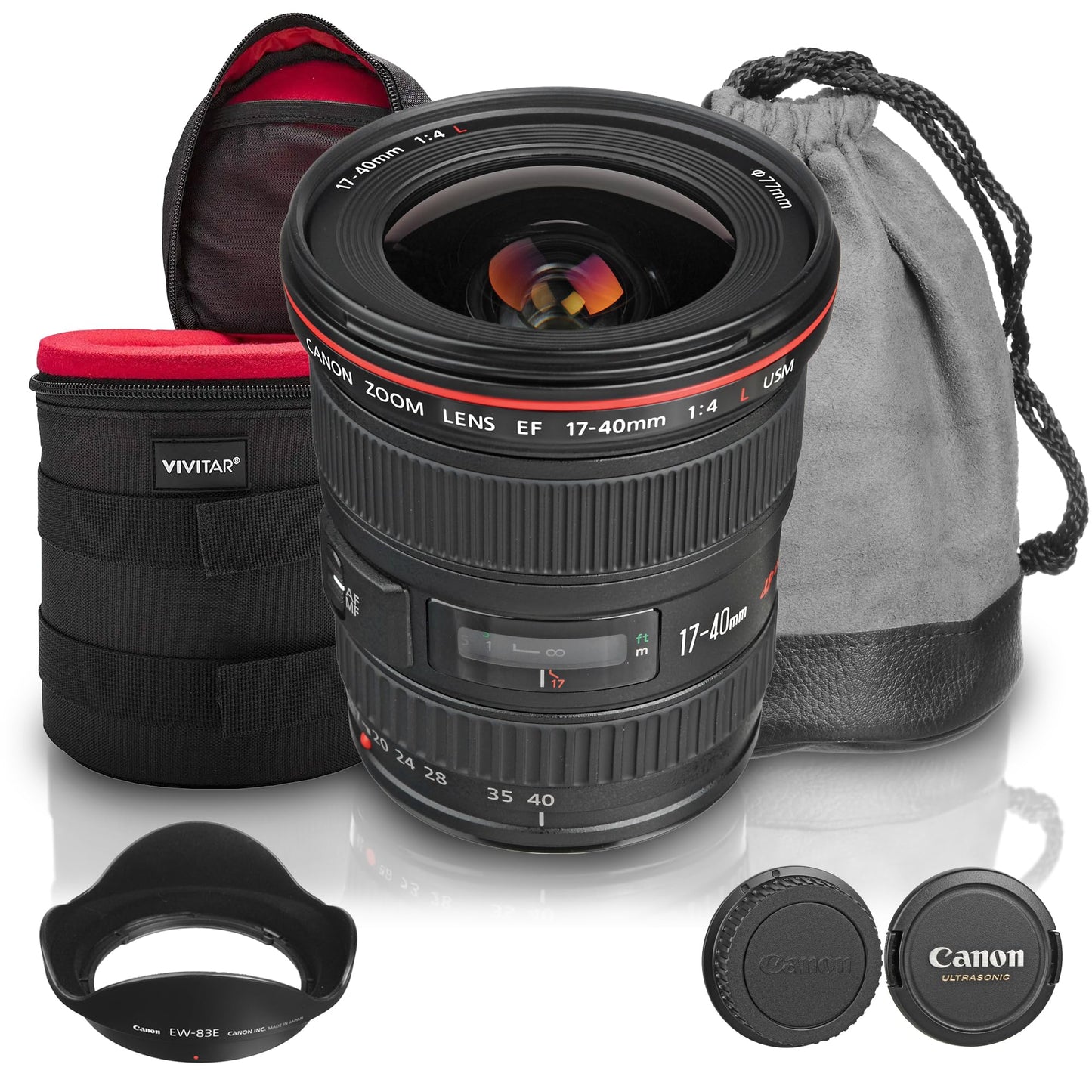 Canon EF 17-40mm f/4L USM Lens Bundle | Ultra-Wide Zoom with Constant f/4 Aperture & Fast USM Autofocus | Ideal for Landscape, Architecture & Travel Photography (8806A002) + Lens Case + Cleaning Kit