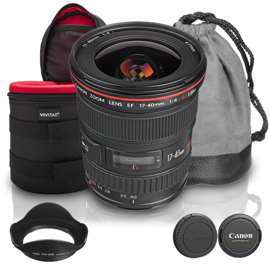 Canon EF 17-40mm f/4L USM Lens Bundle | Ultra-Wide Zoom with Constant f/4 Aperture & Fast USM Autofocus | Ideal for Landscape, Architecture & Travel Photography (8806A002) + Lens Case + Cleaning Kit