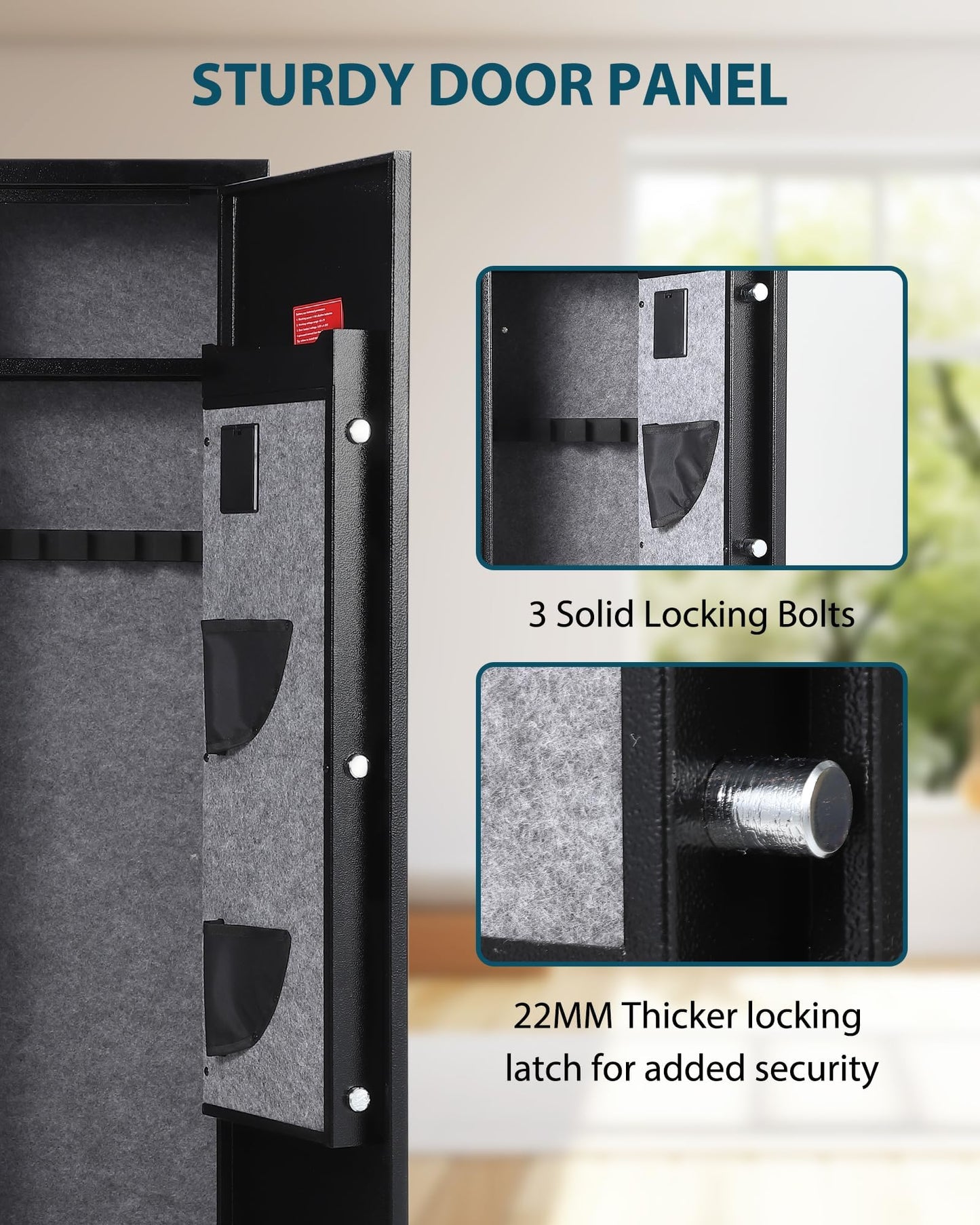 EliteEdge 6-8 Gun Safes, Gun Cabinet for Rifles and Pistols, Quick Access Rifle Safe with Drawer & Removable Shelf, Multifunction Lock, Pistol Pockets for Home Office
